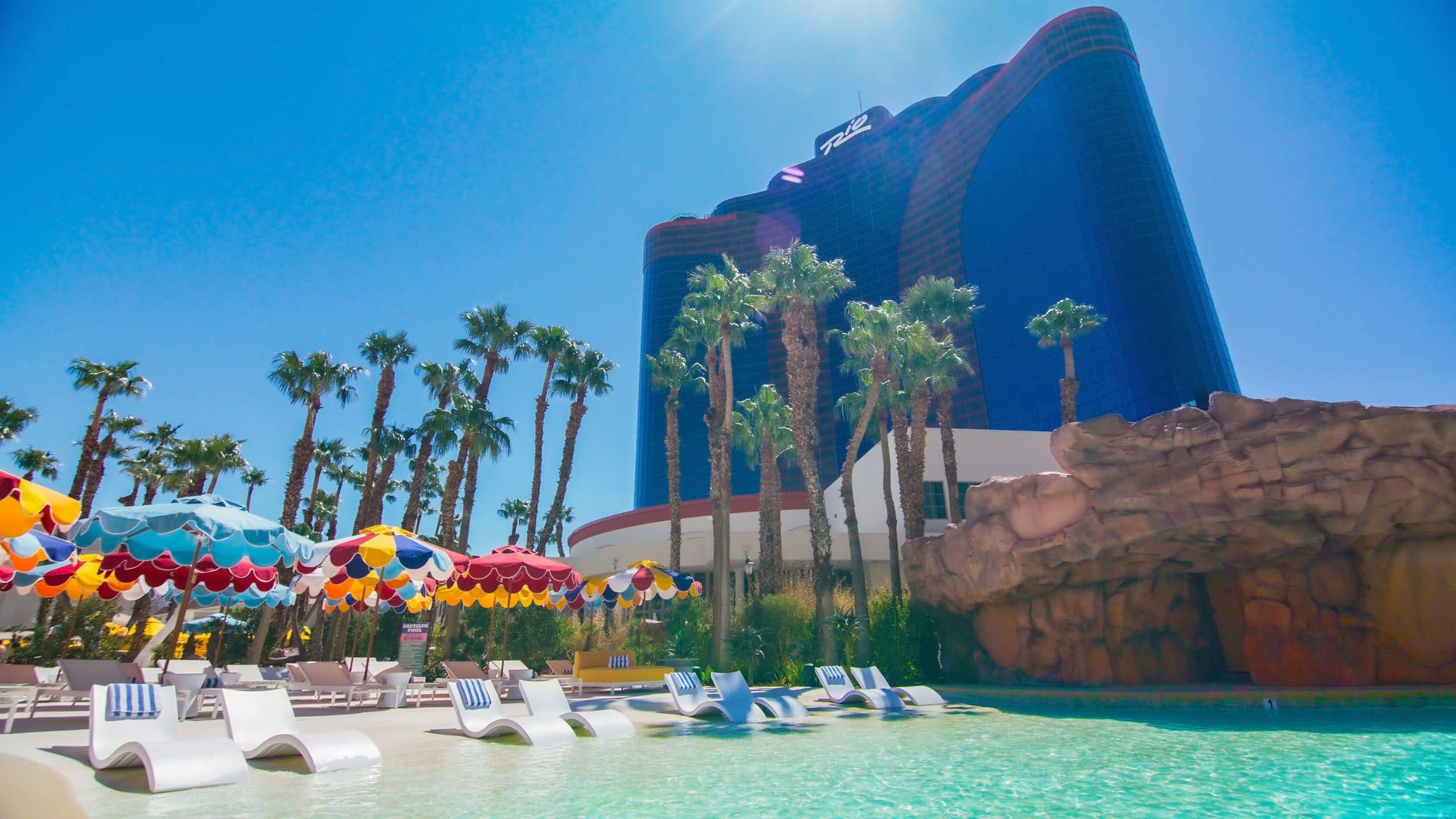 Rio Hotel and Casino Pool With Chaise Lounge Chairs