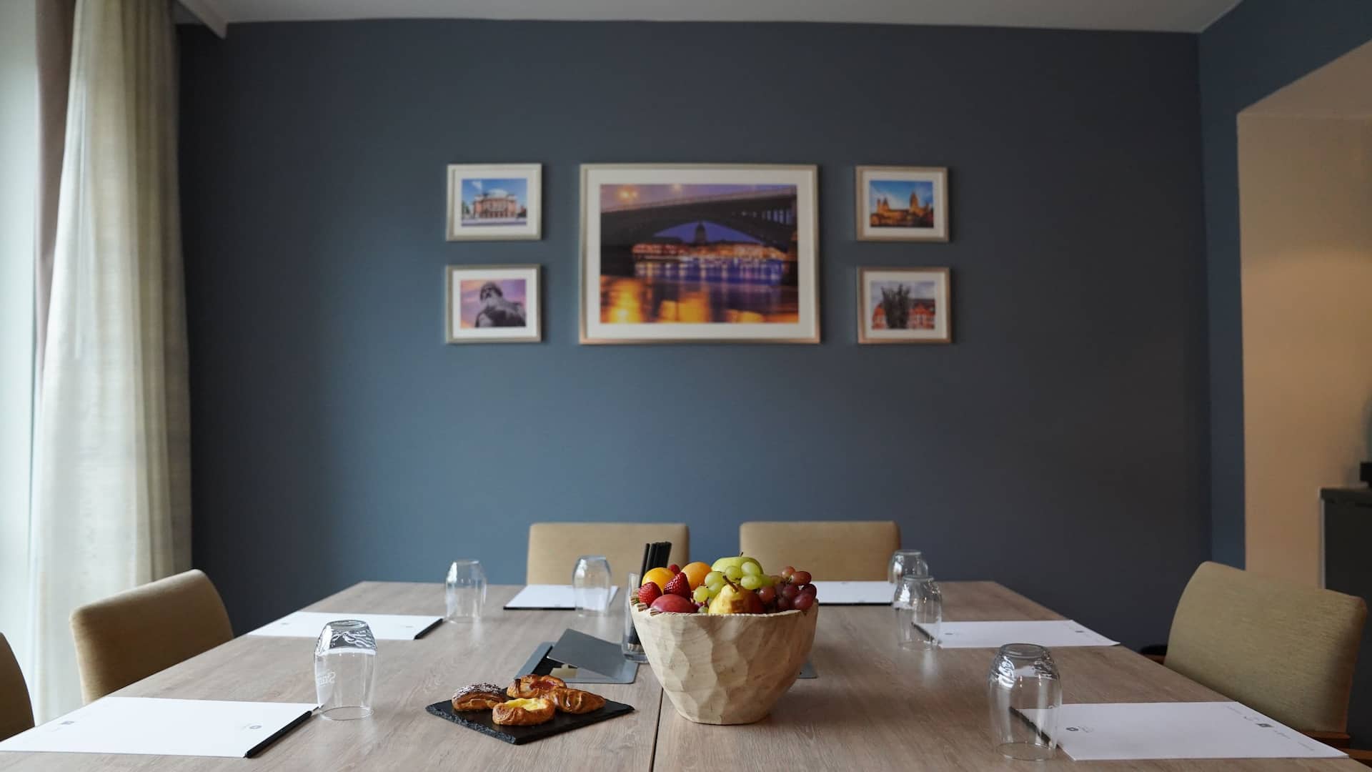Modern boardroom with fruits on table at Hyatt Regency Mainz