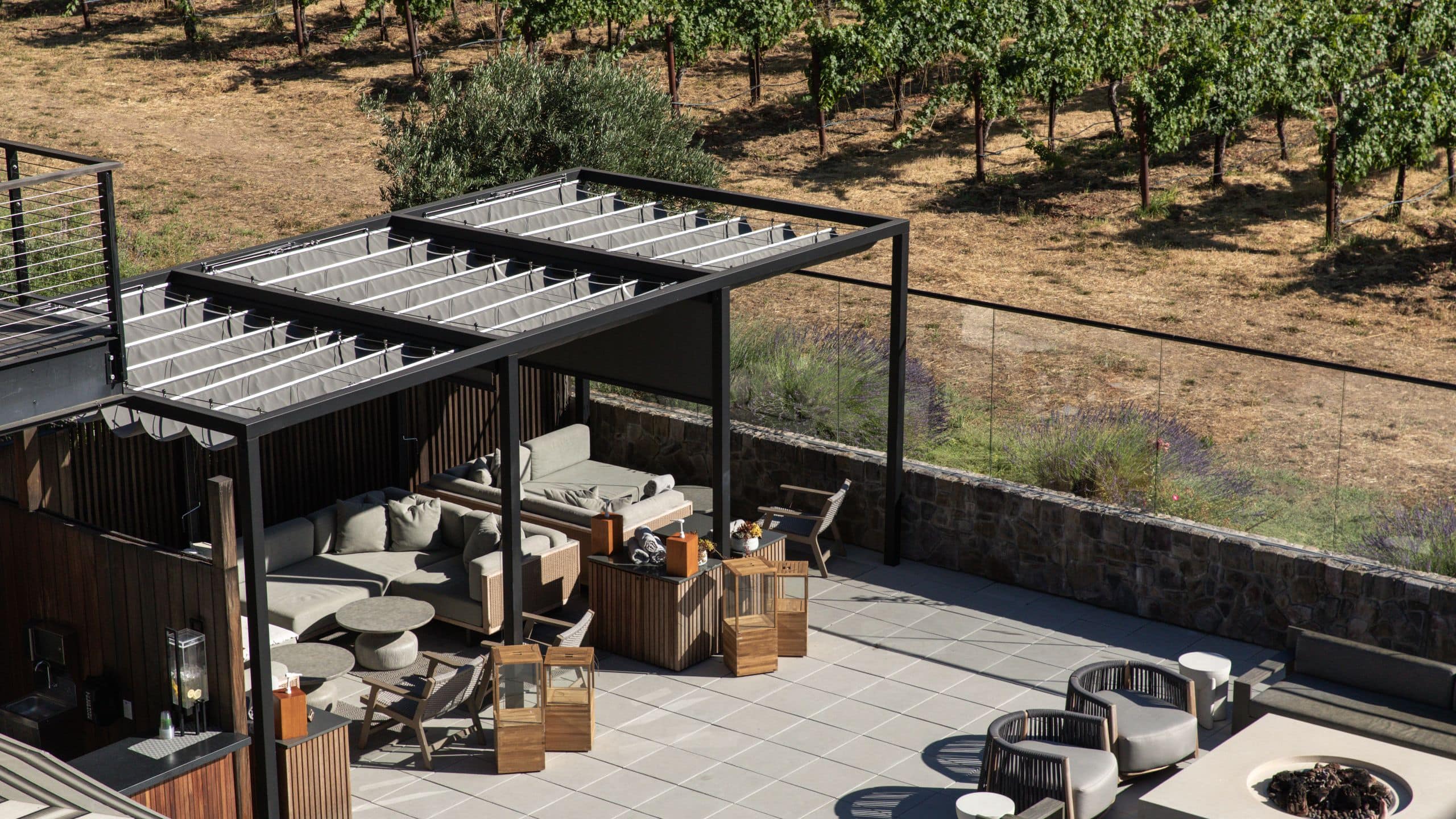 Alila Napa Valley Cabana Firepits Vineyard View