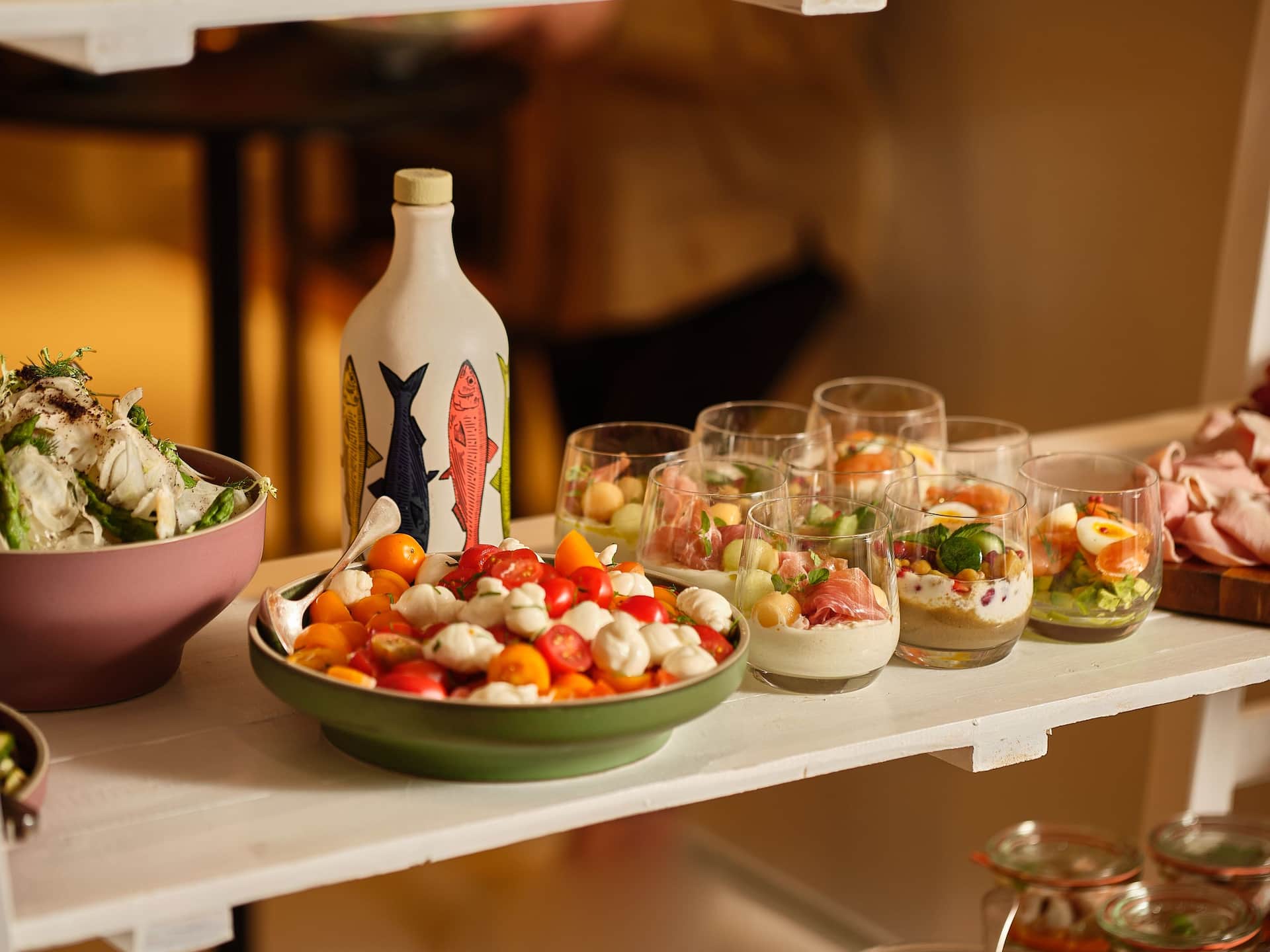 Global Italian Lunch Buffet on Bookshelf