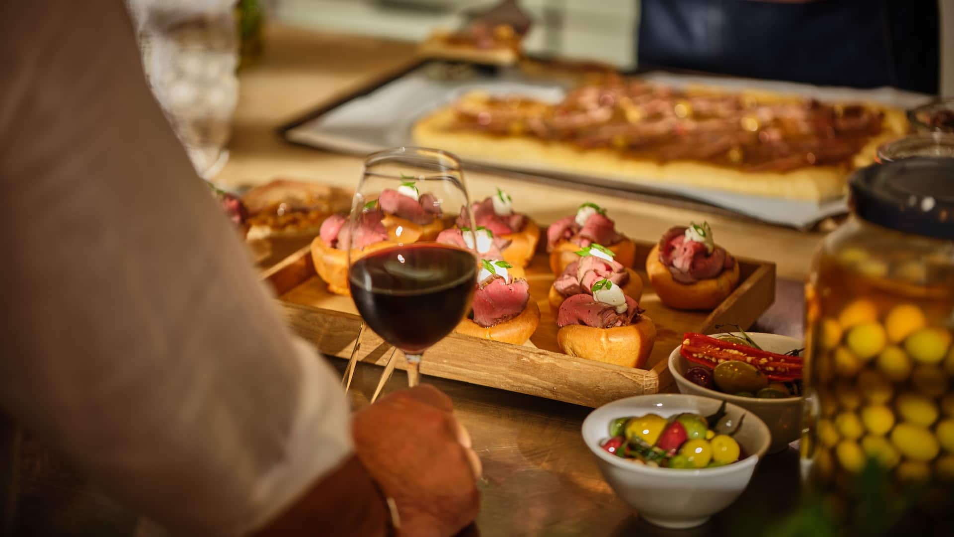 Global Reception Station with Flatbread and Wine