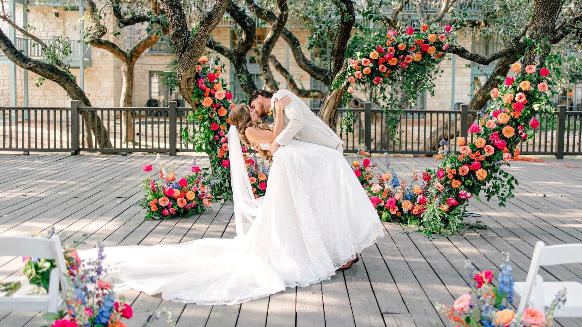 2 of 9 Hyatt Regency Hill Country Resort and Villas Courtyard Deck Wedding Couple