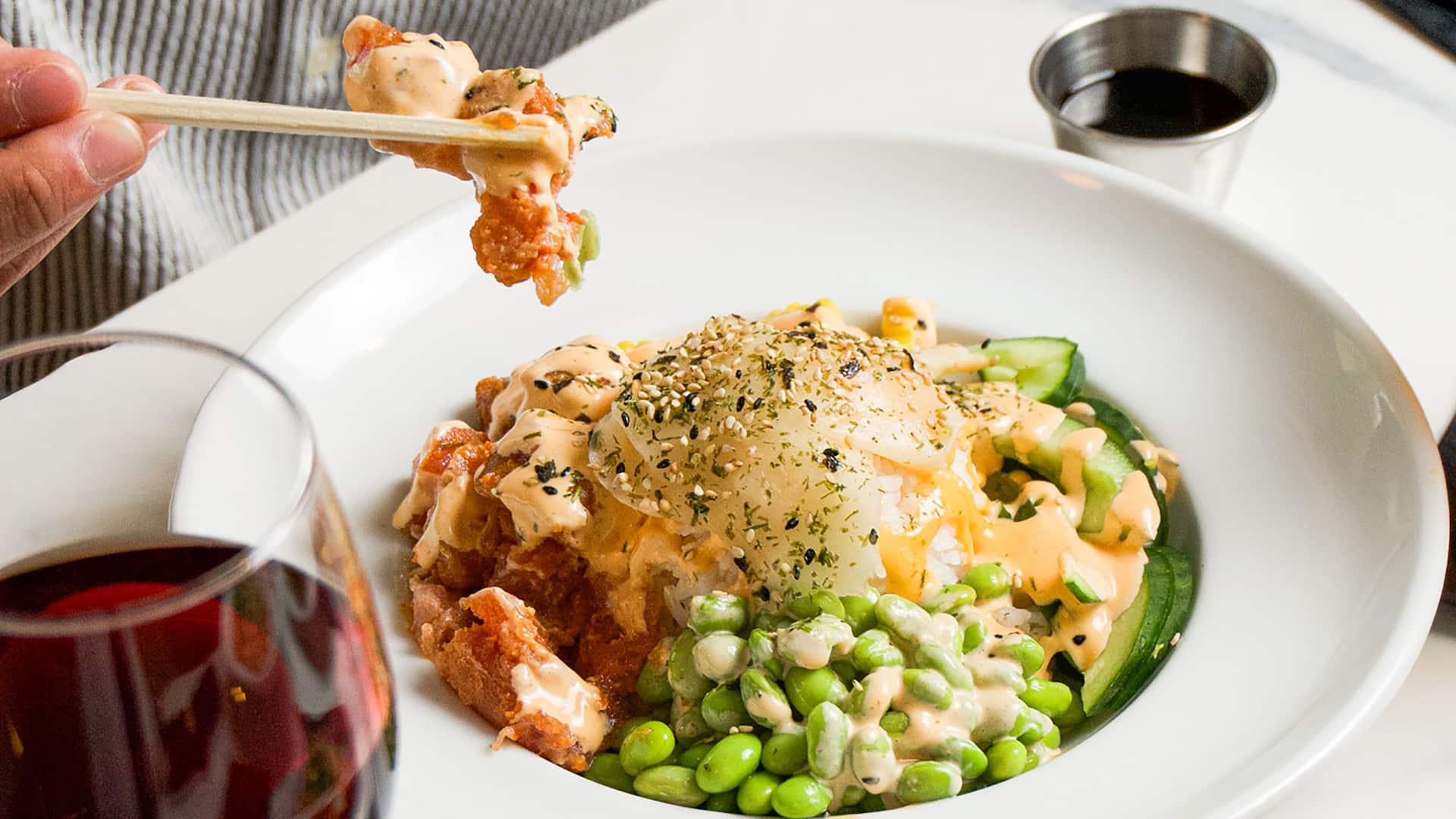Hyatt Regency Long Beach Poke Bowl Spread
