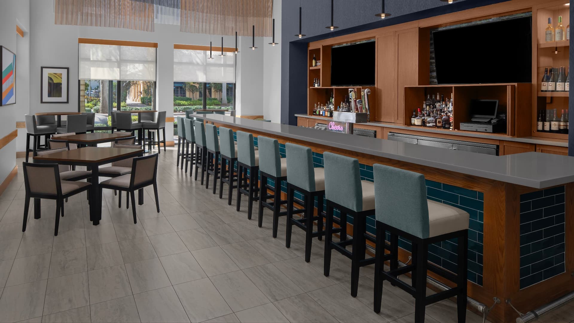 Hyatt Place Boca Raton/Downtown Bar Seating Televisions