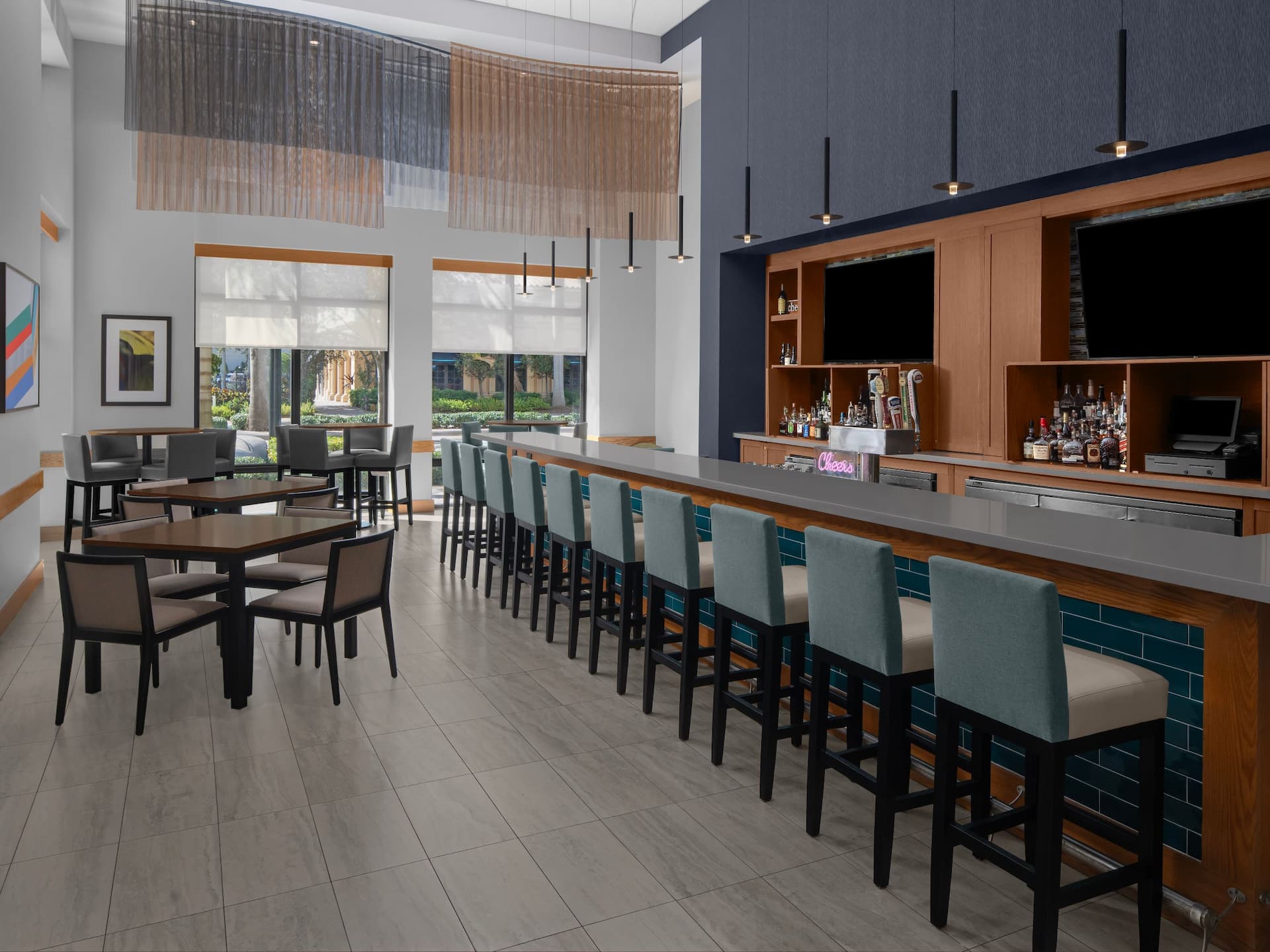 Hyatt Place Boca Raton/Downtown Bar Seating Televisions