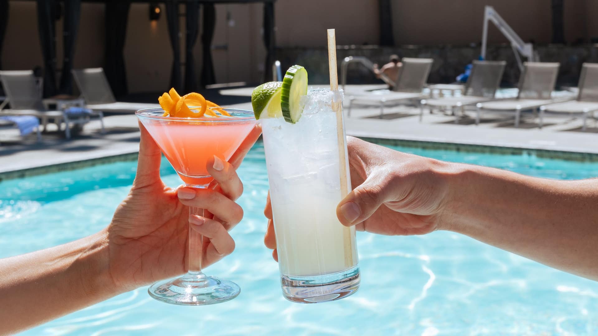 Hyatt Regency Santa Clara Pool Cocktails Hands