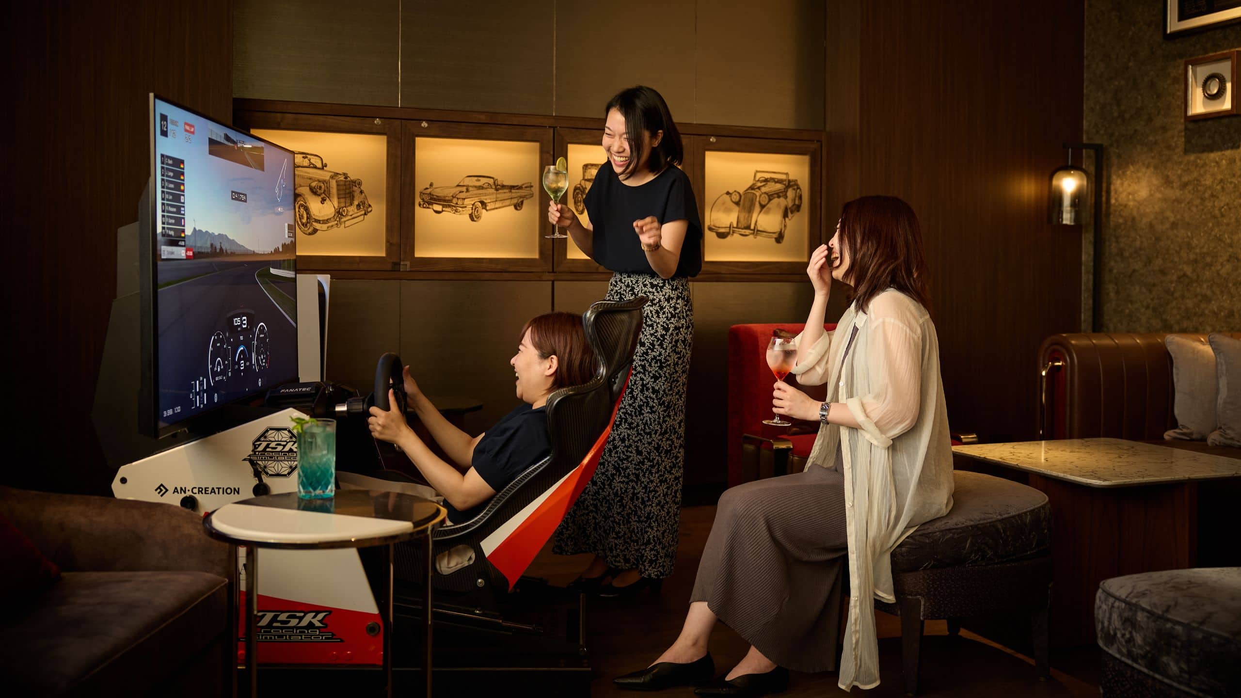 Fuji Speedway Hotel Bar Driving Game Girls Side
