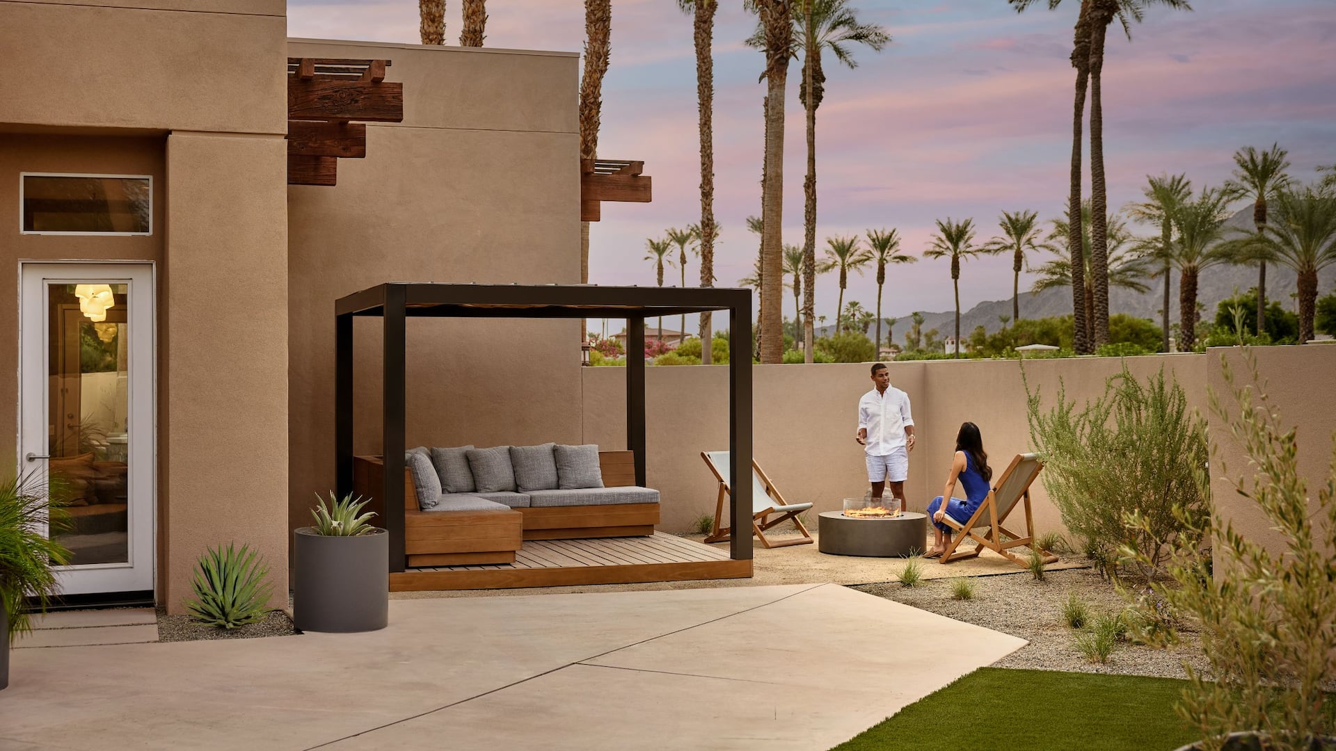 Grand Hyatt Indian Wells Resort & Villas Couple Villa Patio Fire Pit Day Bed Room