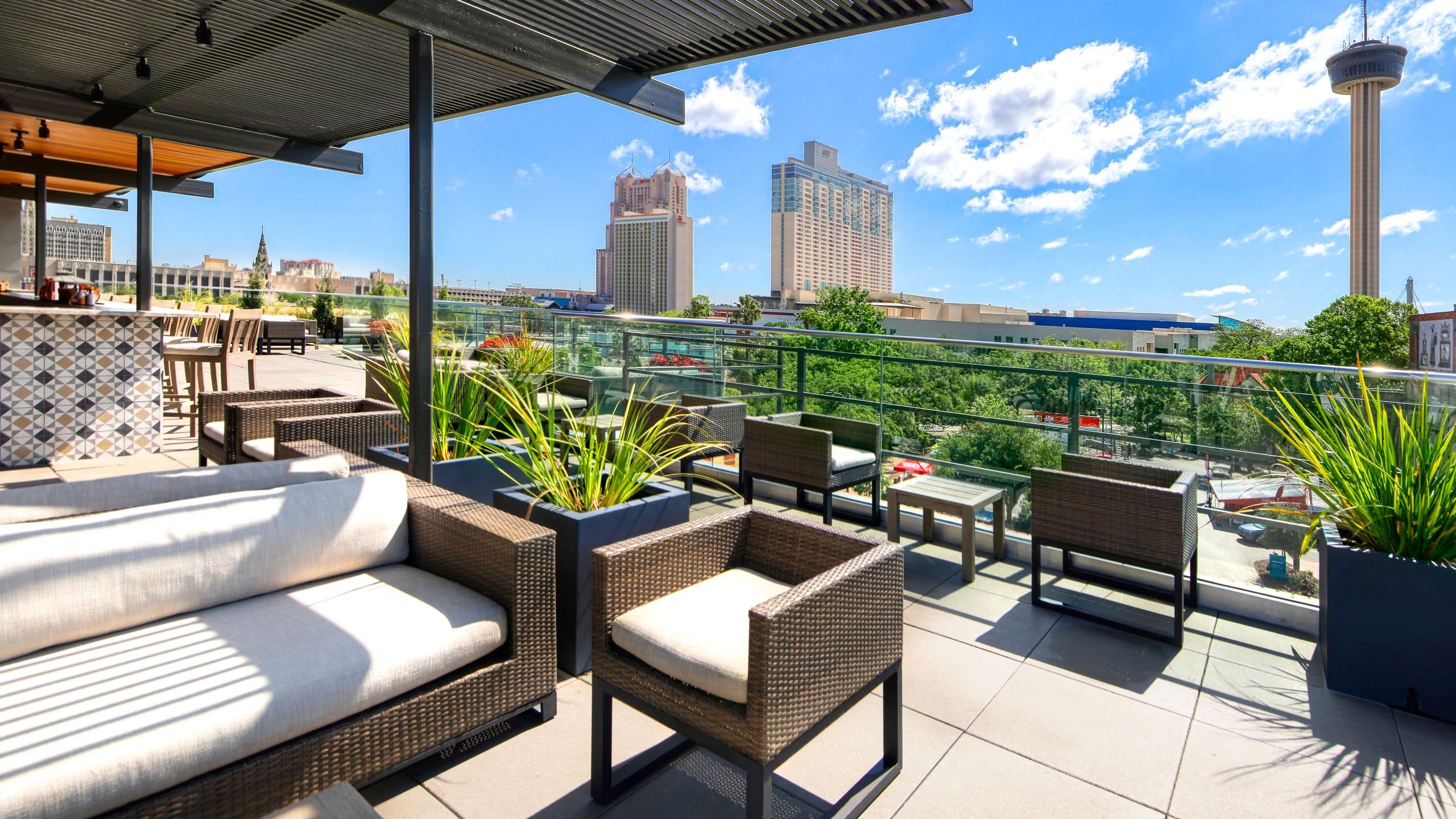 The Fairmount Rooftop Lounge Seating Area And Landscaping