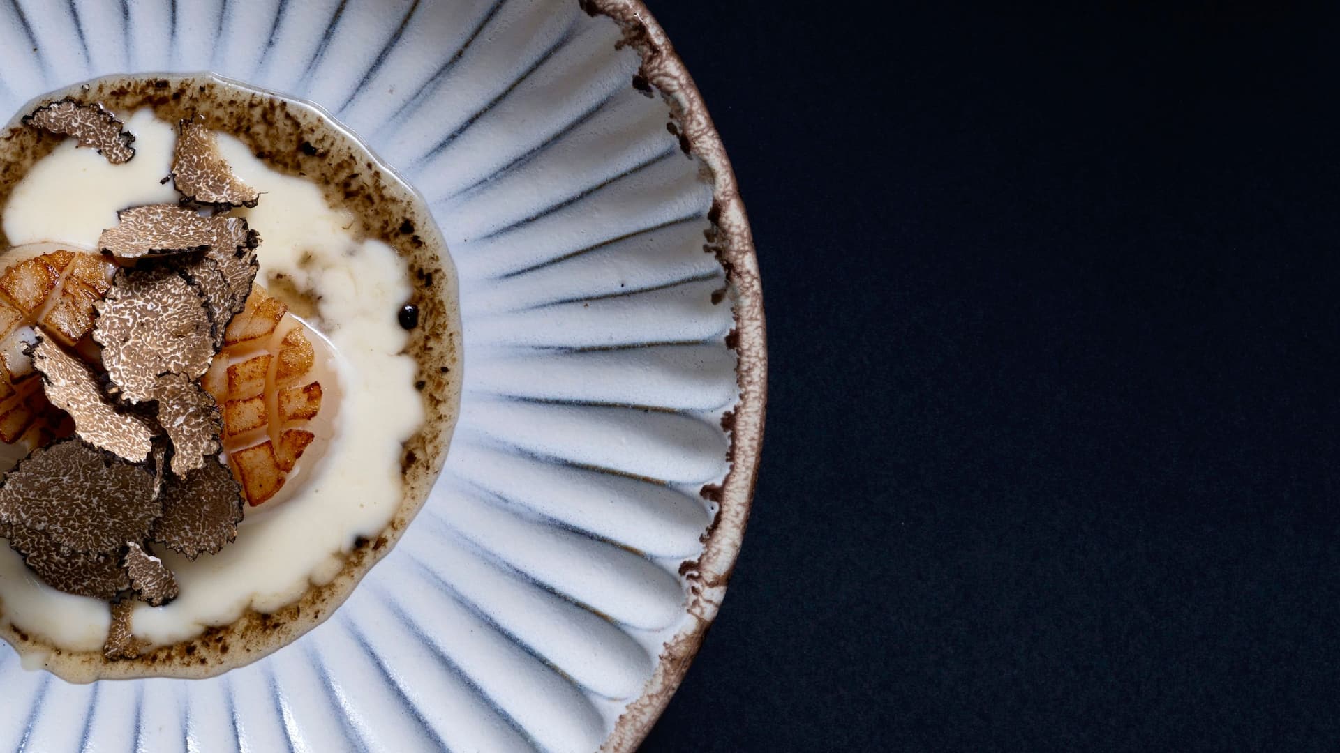 2 of 4 Hyatt Regency Kyoto Sette Truffle Set Menu Roast Scallop Closeup Vertical