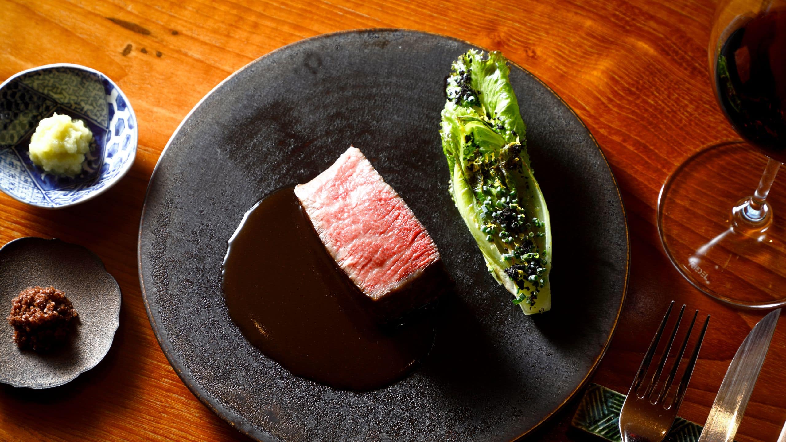 Park Hyatt Kyoto Yasaka Festive Dinner Steak With Cutlery