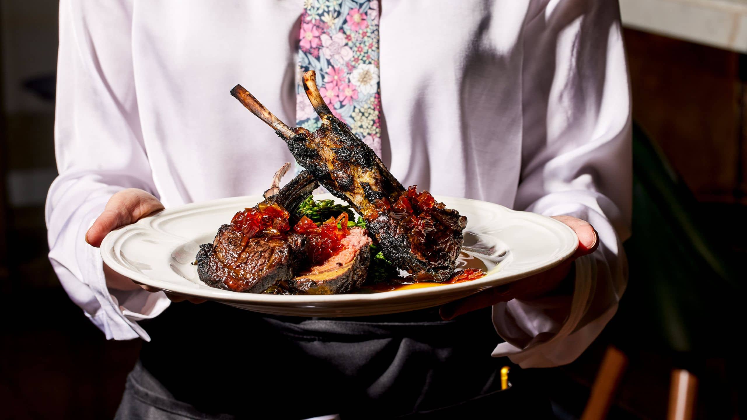 Fordson Hotel Mary Eddys Server With Lamb Chops