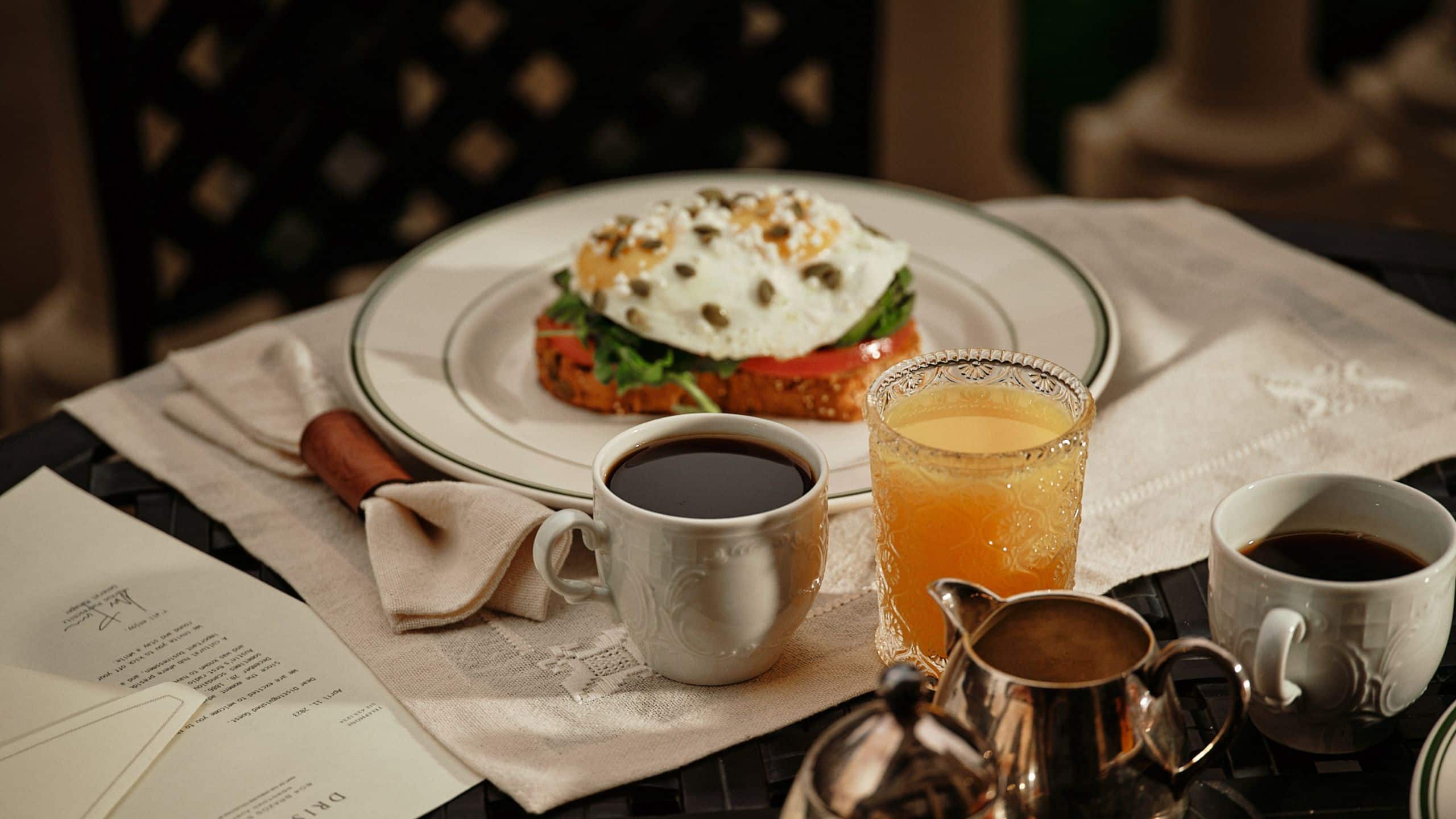 The Driskill Eggs On Toast Coffee Juice
