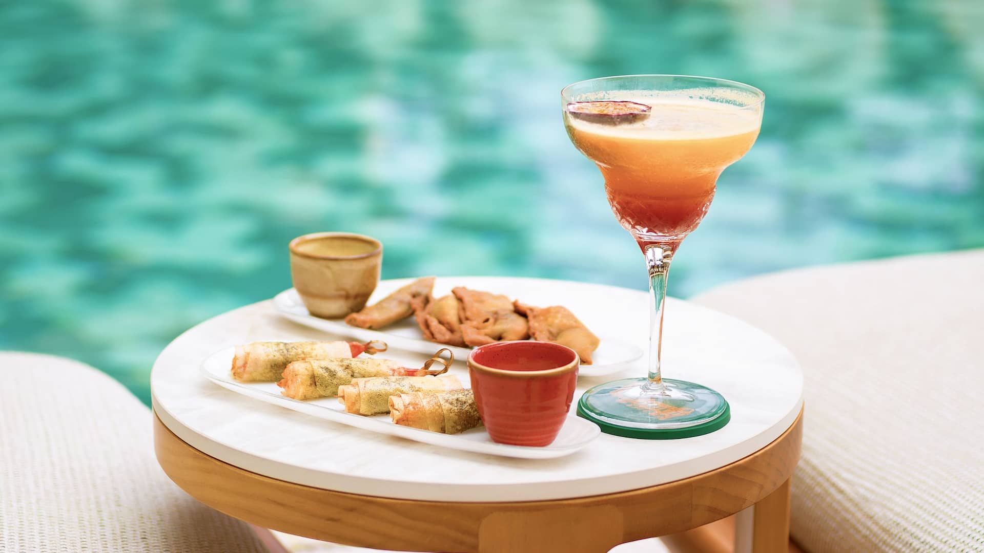 Hyatt Regency Nice Palais de la Méditerranée Cocktails Pool Tapas Spread
