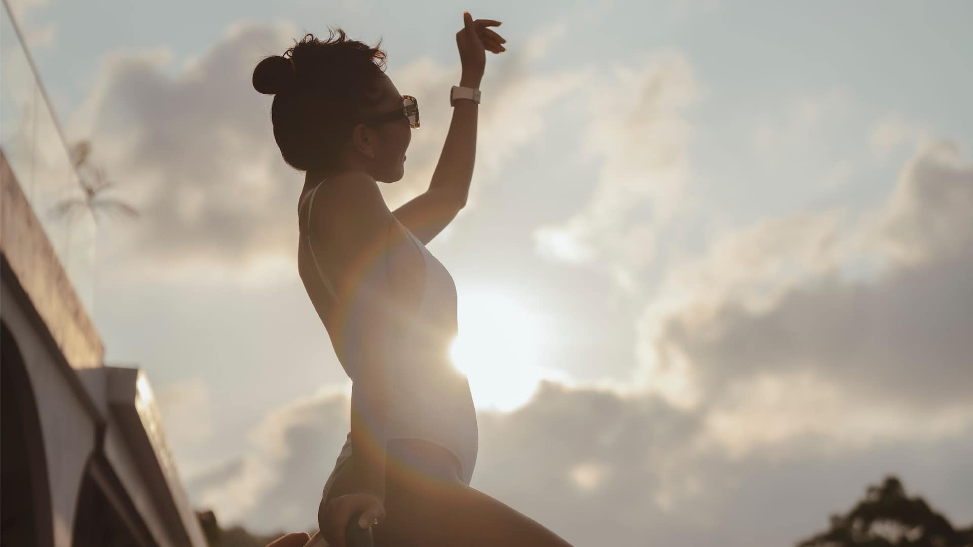 Hyatt Regency Phuket Resort Lady Near Pool With Sunset