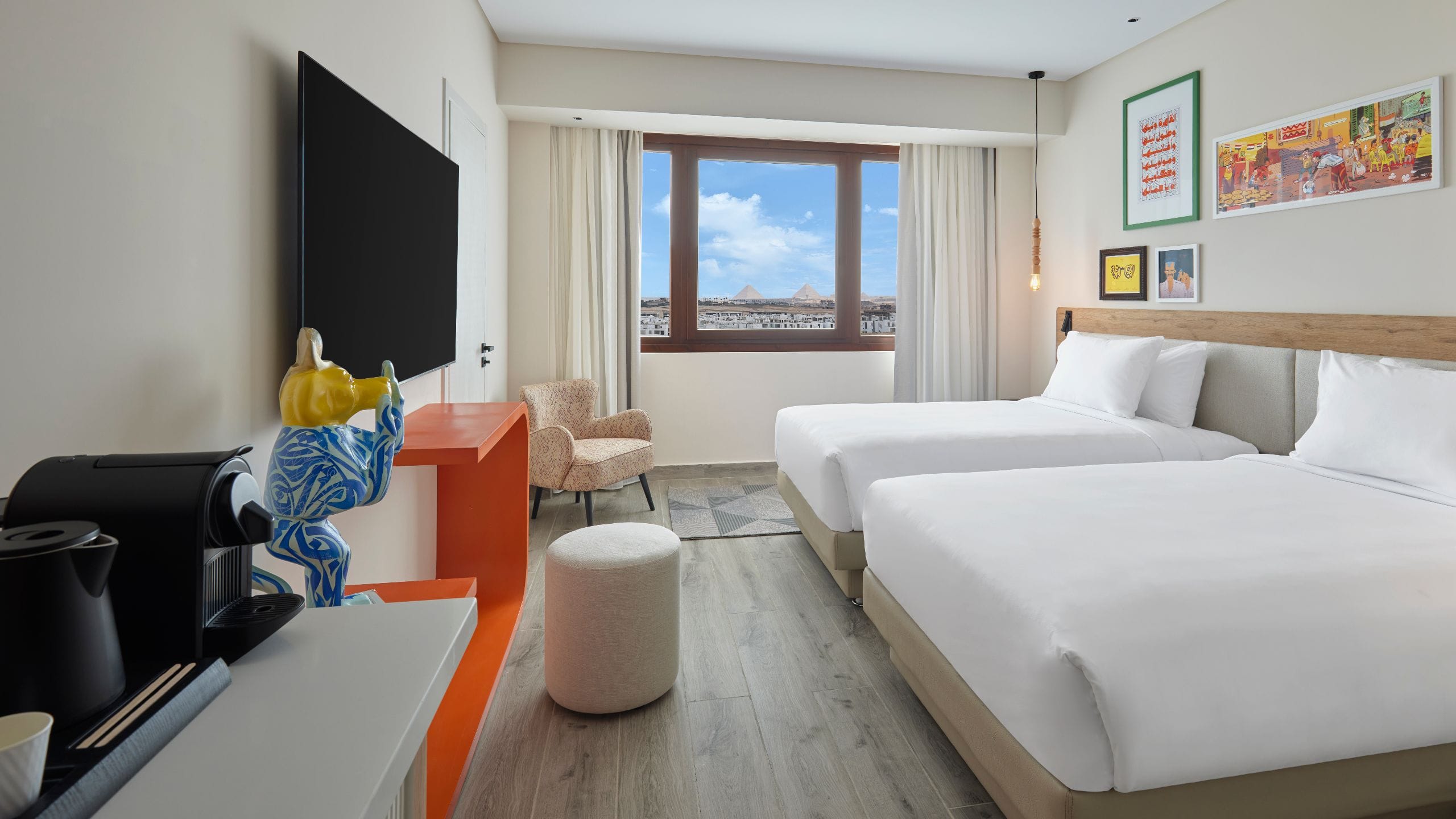 Hyatt Centric Cairo West Twin Bedroom Pyramid View Beds