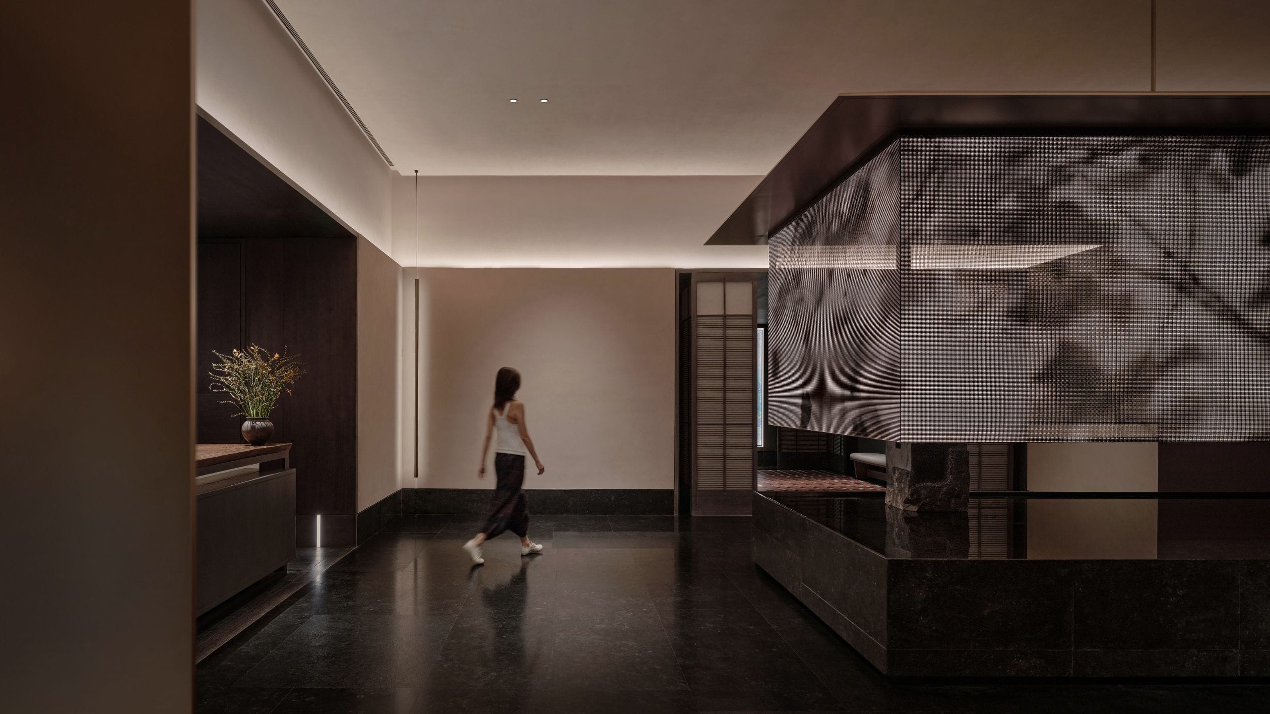 Alila Shanghai Hotel Entrance With Digital Media Artpiece