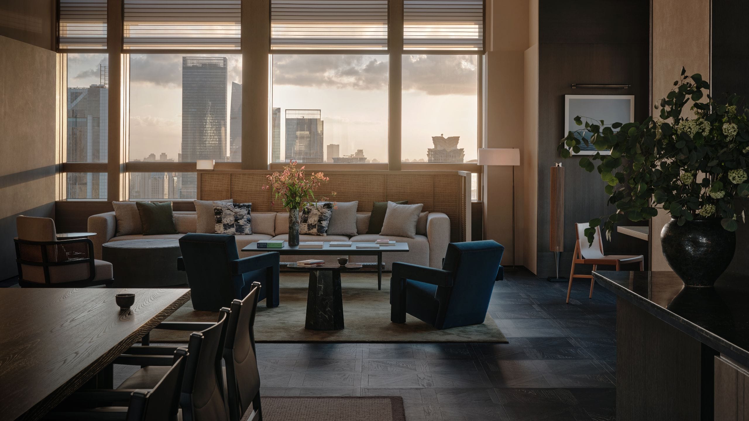 1 of 2 Alila Shanghai Penthouse Living Room Sunset View