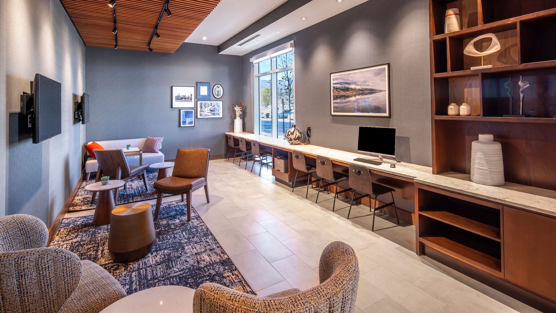 Hyatt Place South Reno Lobby Work Station Area With Tvs