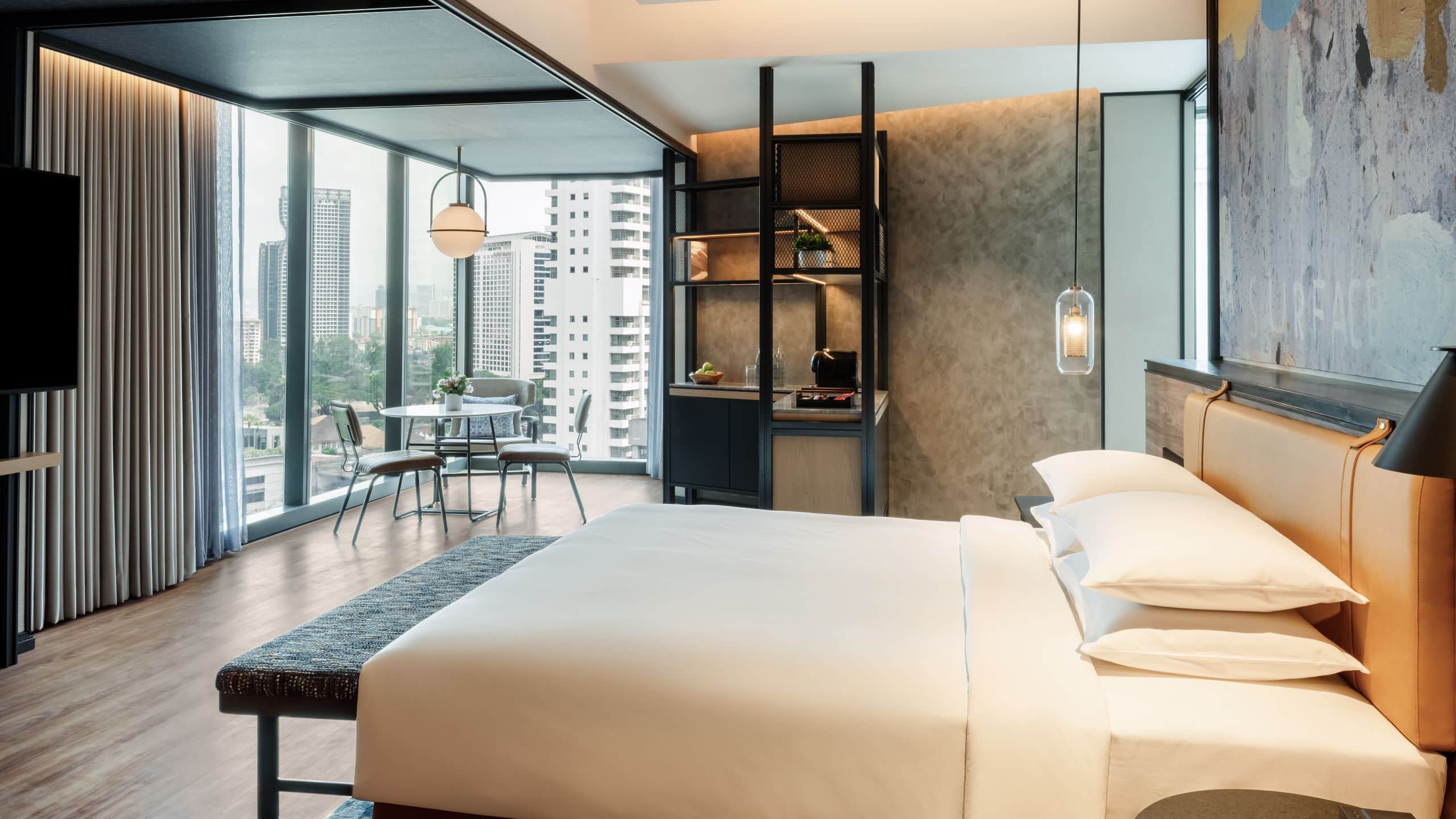 2 из 5 Hyatt Centric City Centre Kuala Lumpur King Studio Guest Bedroom And Living Area