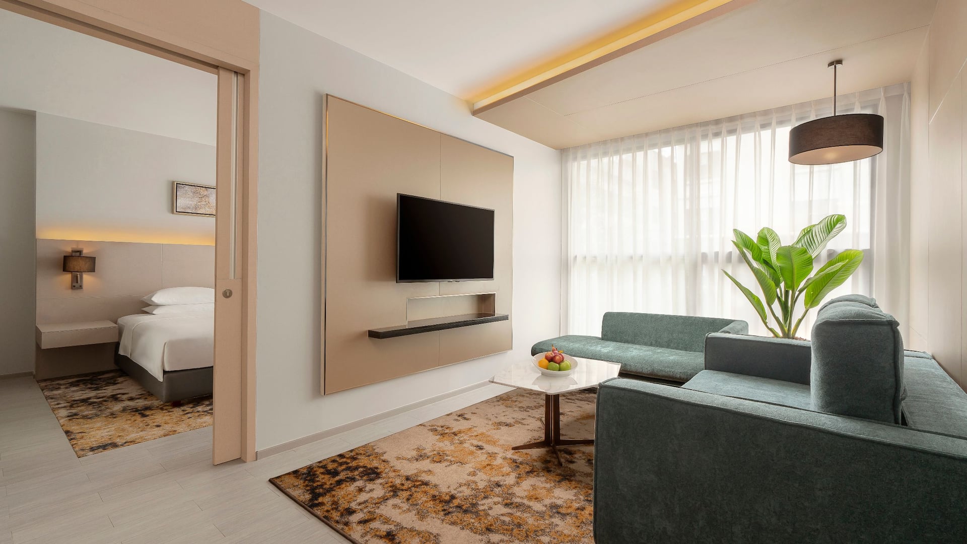 Hyatt Place Bangkok Sukhumvit 1 Suite Living Room And Bedroom