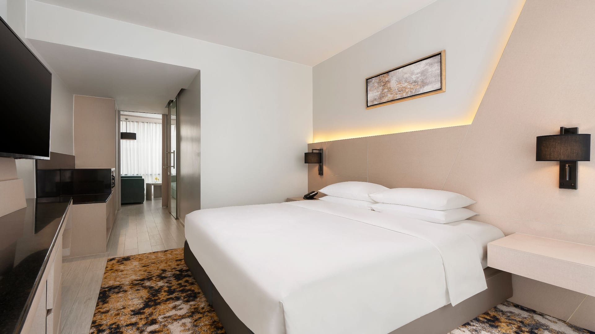 Hyatt Place Bangkok Sukhumvit 1 Studio King Bed And Living Area