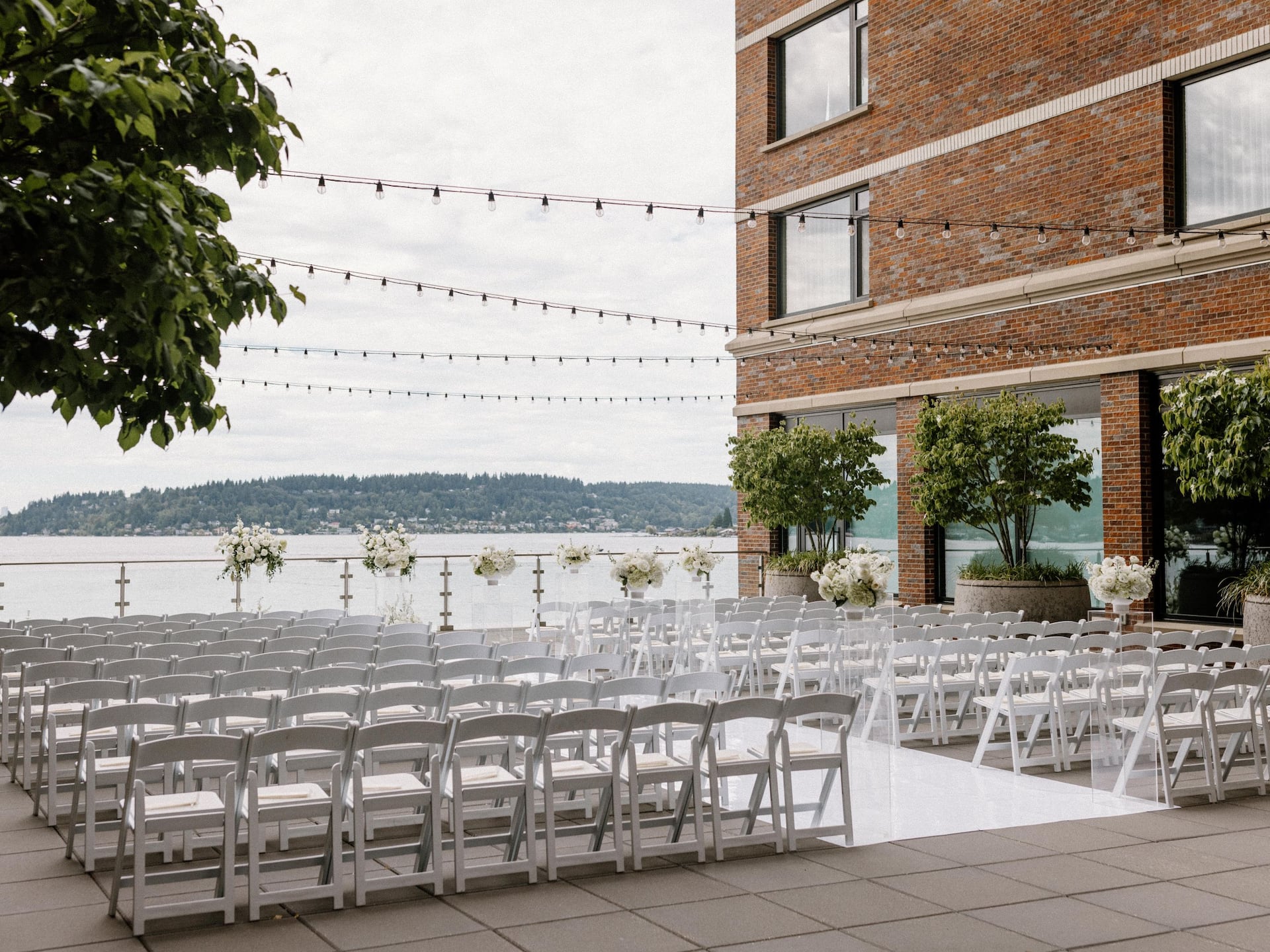 Hyatt Regency Lake Washington at Seattle's Southport Mercer Terrace Wedding Ceremony Angle