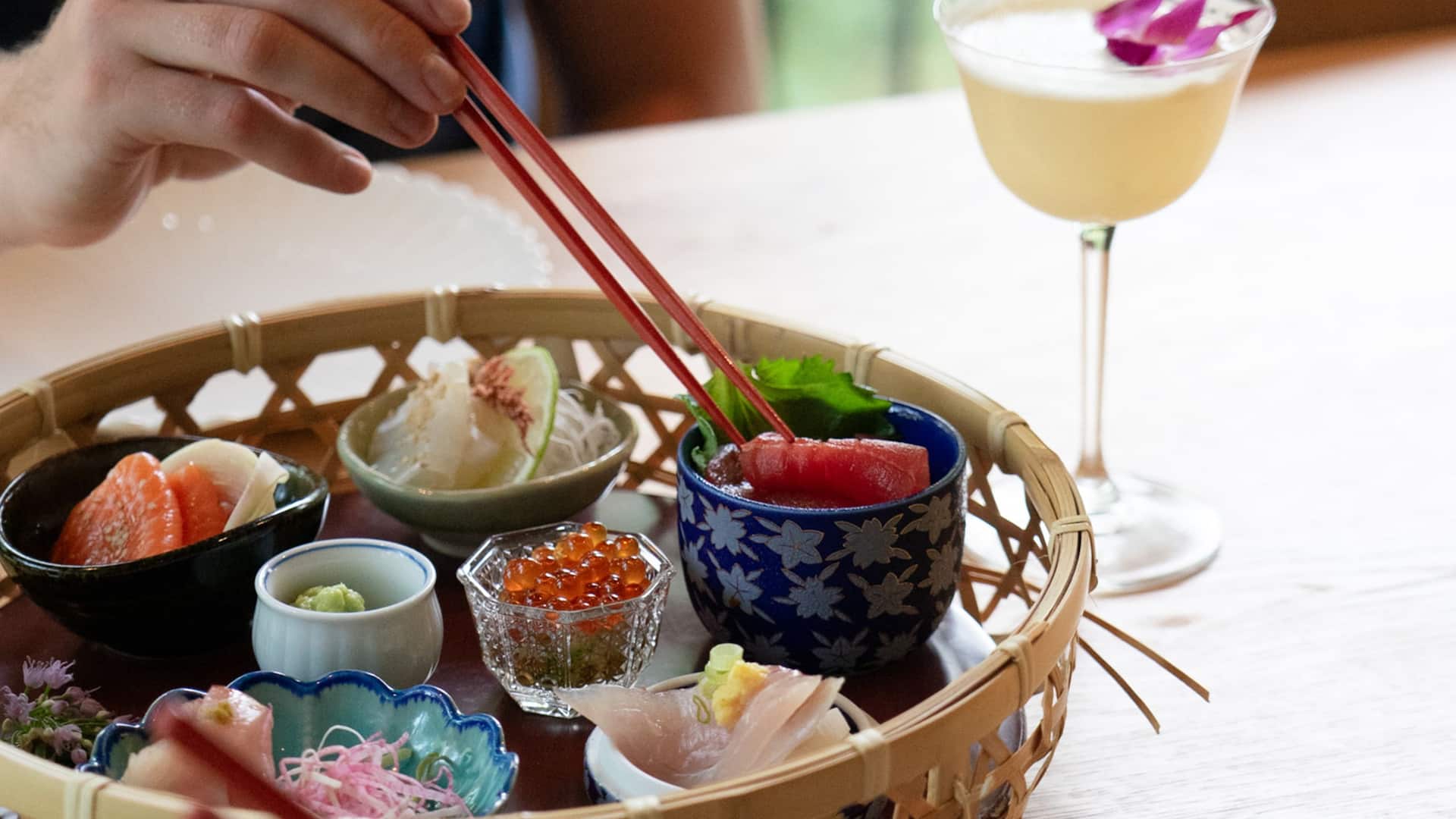 Grand Hyatt Vail Makoto Sushi Sampler And Cocktail