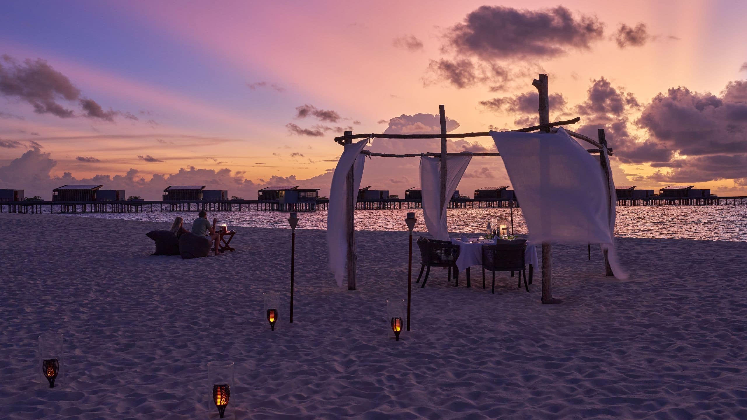 Park Hyatt Maldives Hadahaa Sunset Beach With Romantic Dining Setup