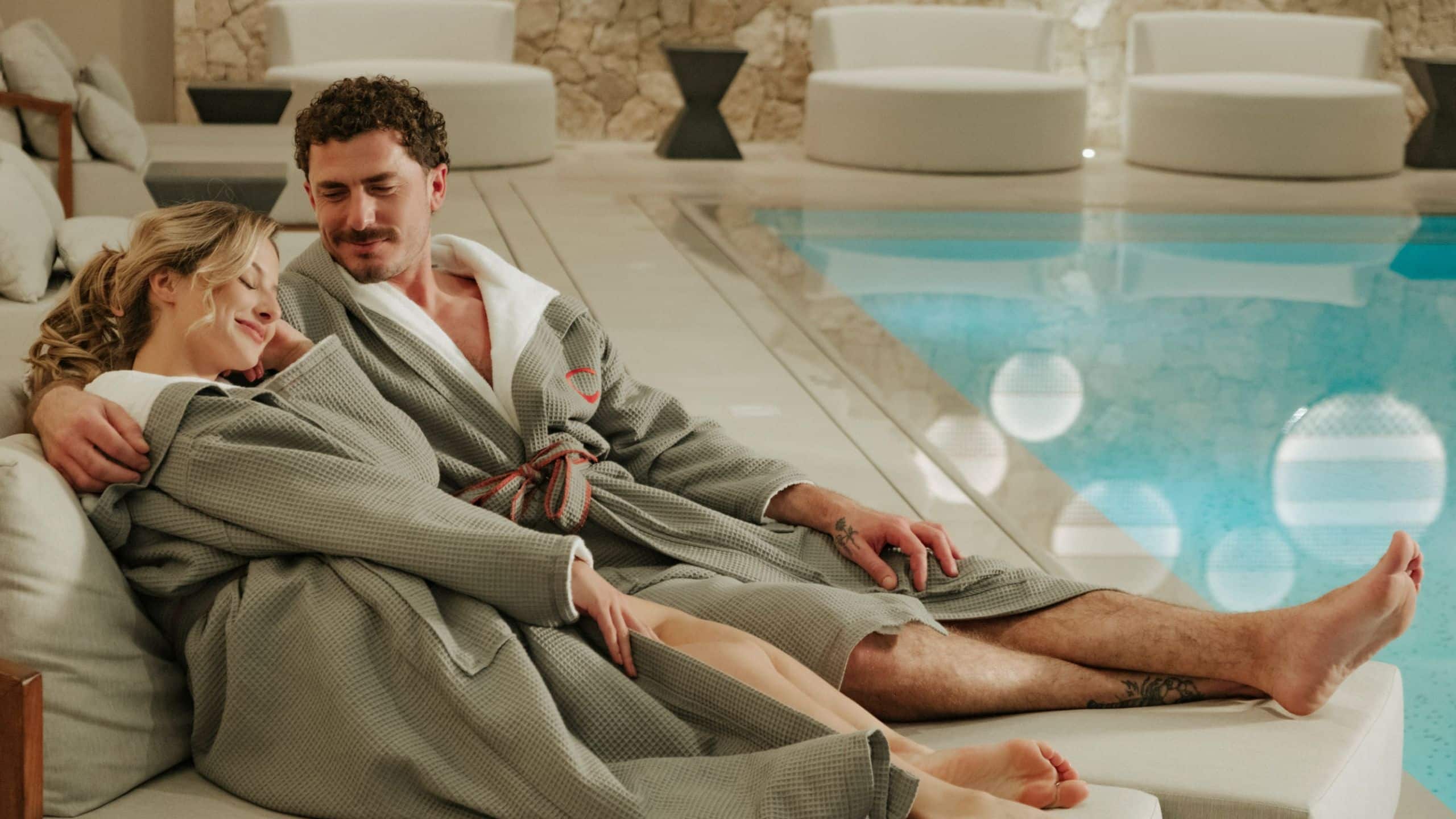Hyatt Centric Malta Couple Romantic Moments By The Indoor Pool