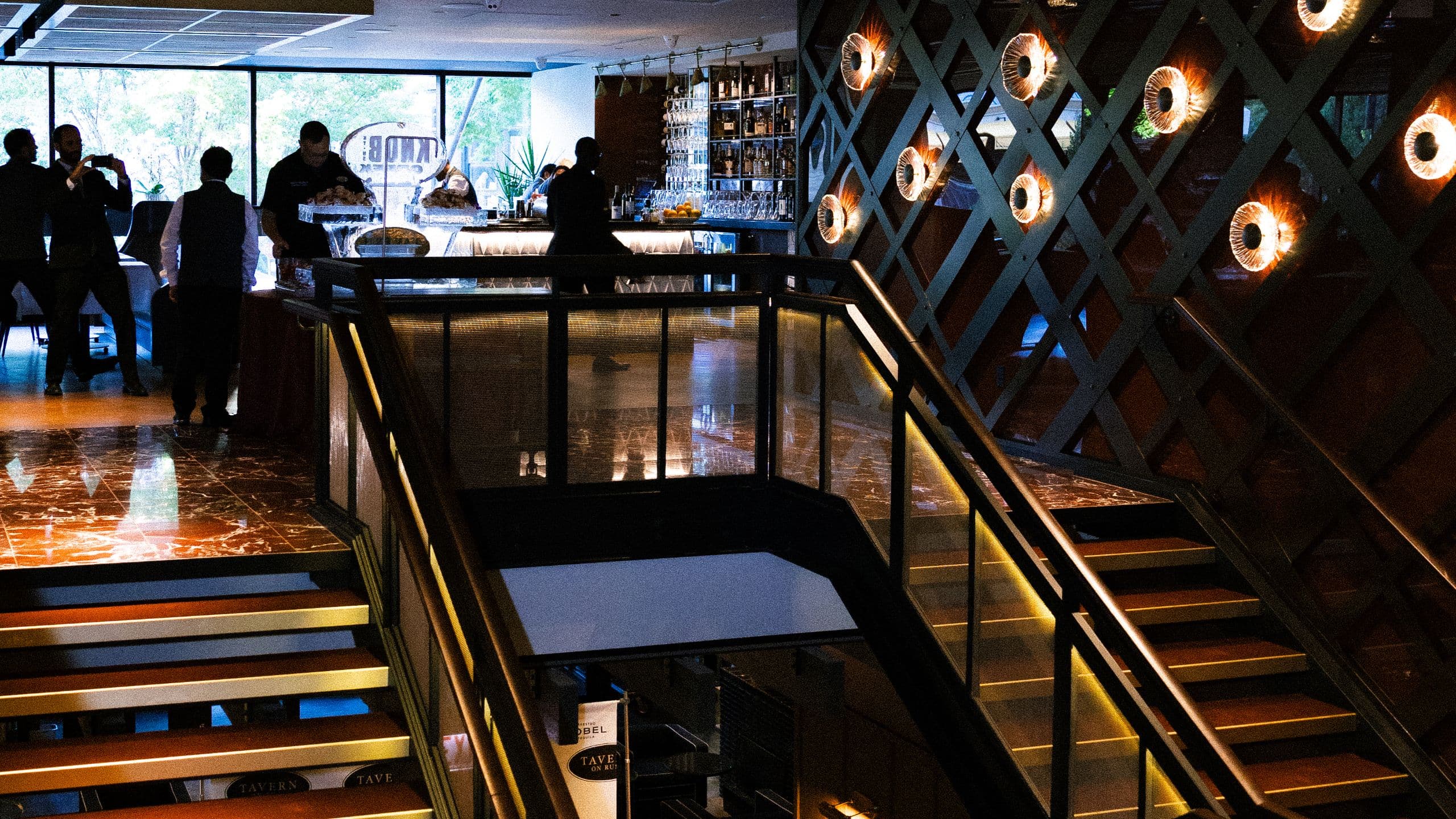 Thompson Chicago Tavern On Rush Stairs Lit Evening