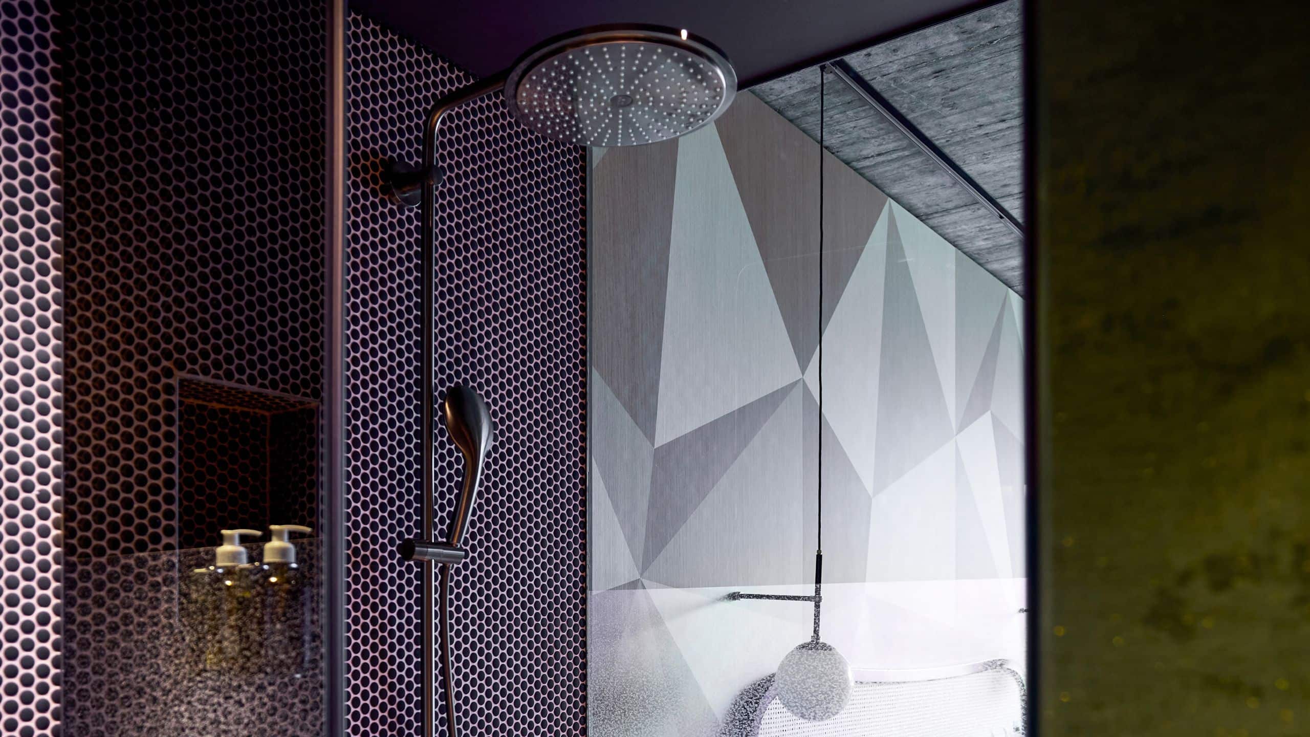 4 von 5 me and all hotel flims 1 King Bed Deluxe Shower Detail