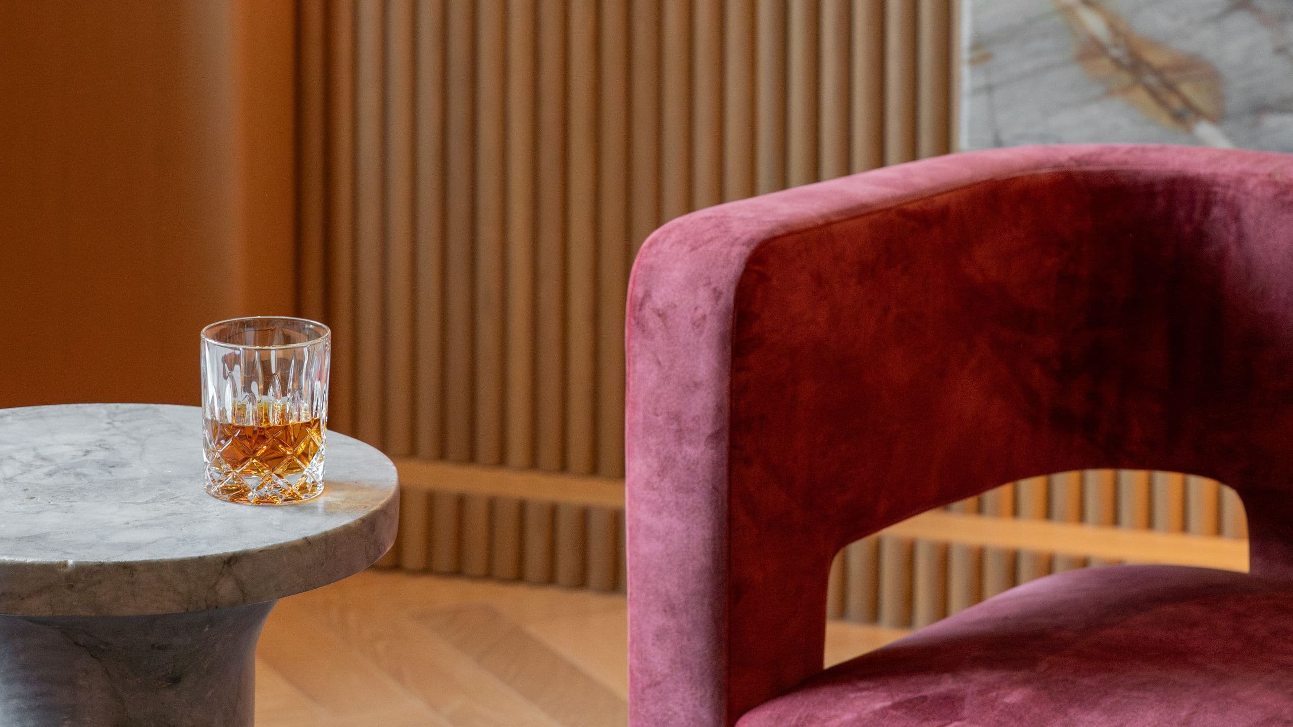 Park Hyatt Chicago Glass Of Whiskey In Dusable Suite Living