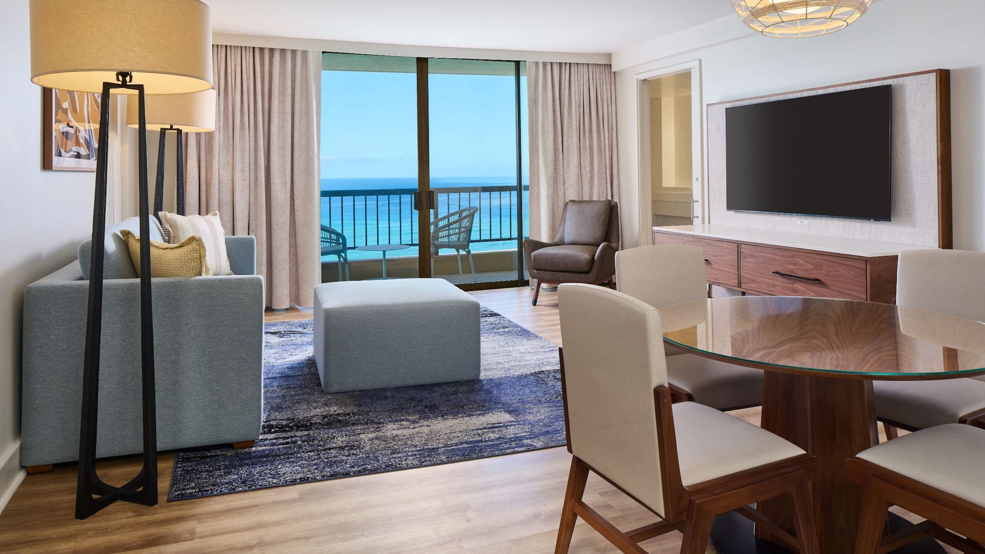 Hyatt Regency Waikiki Beach Resort and Spa One Bedroom Ocean Front Suite Living Area