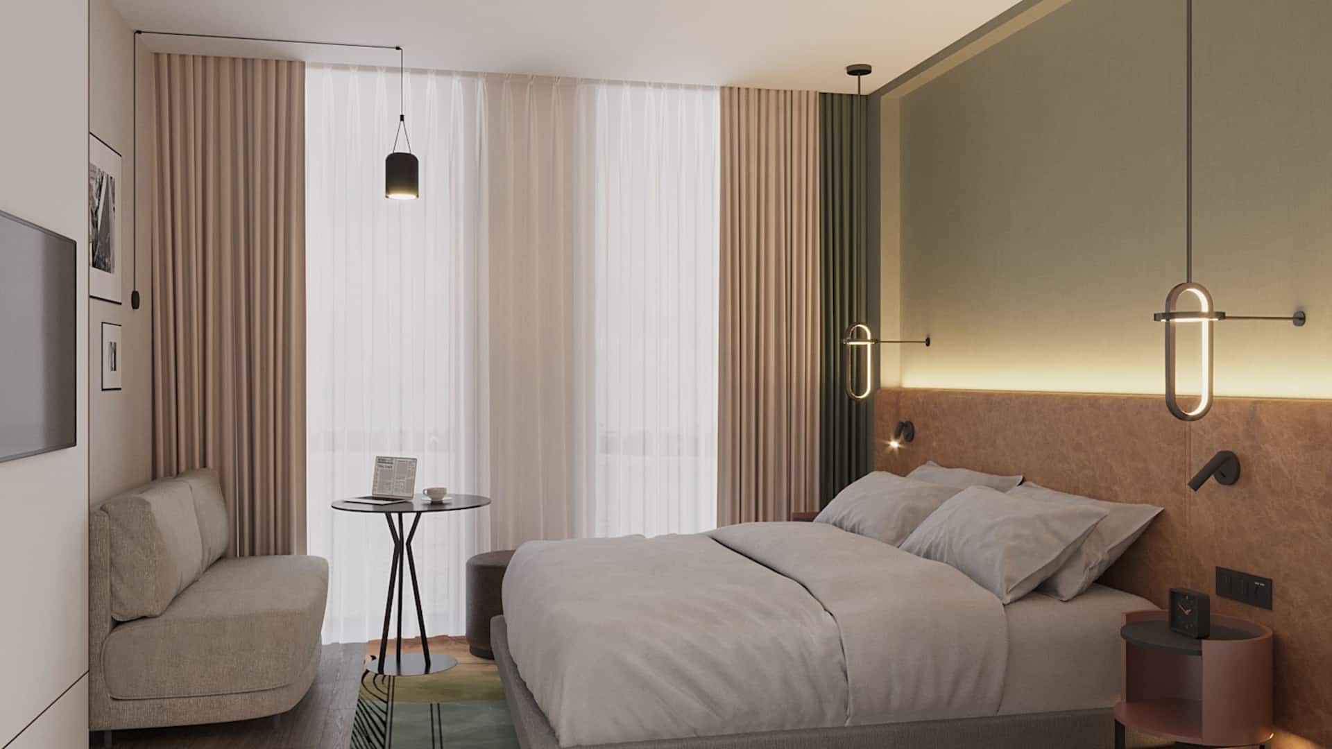 Hyatt Place Tallinn King Bed Guestroom Sofa With Table