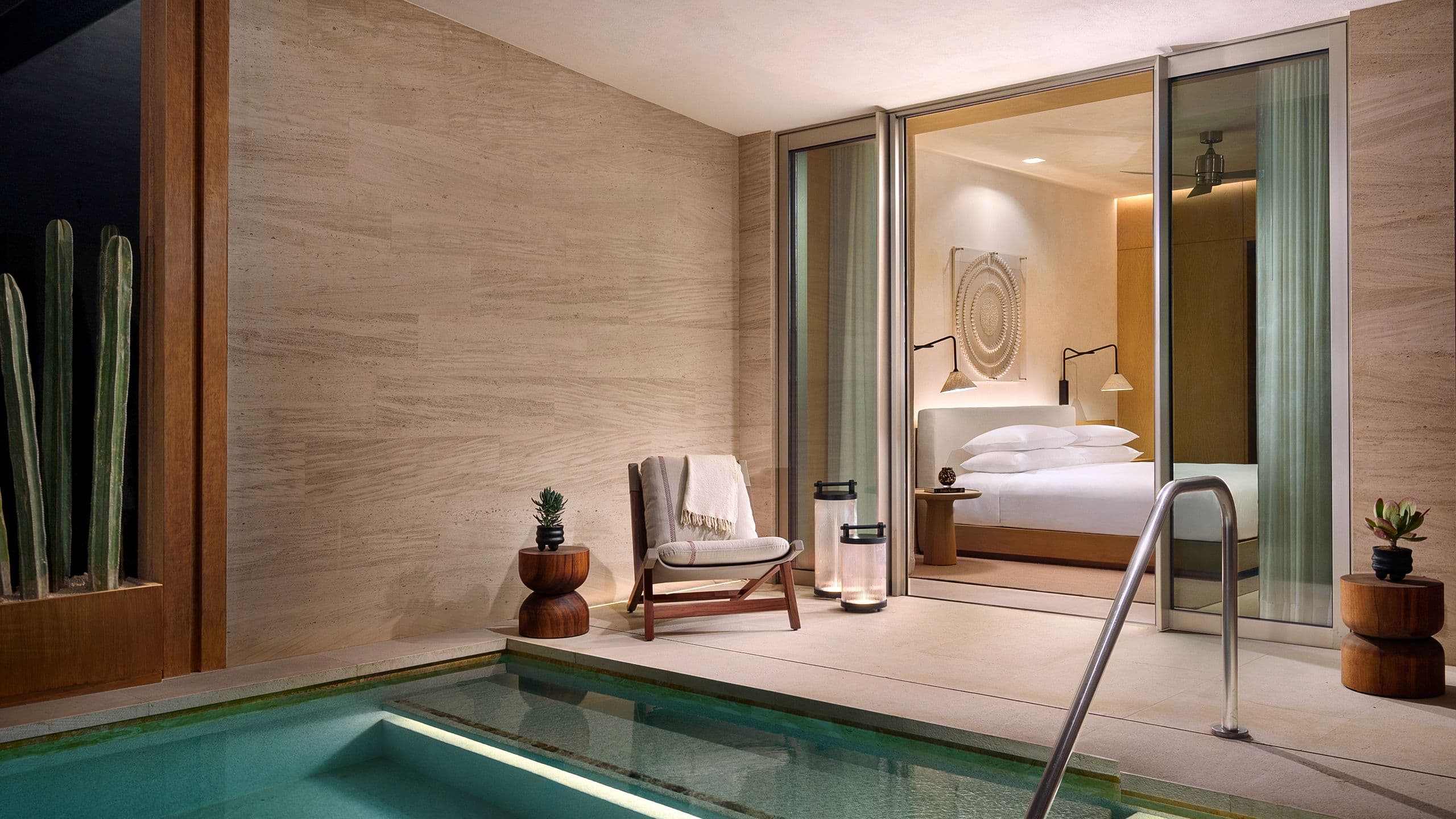 1 of 4 Park Hyatt Los Cabos at Cabo Del Sol Plunge Pool Suite Evening Patio Scene Wide
