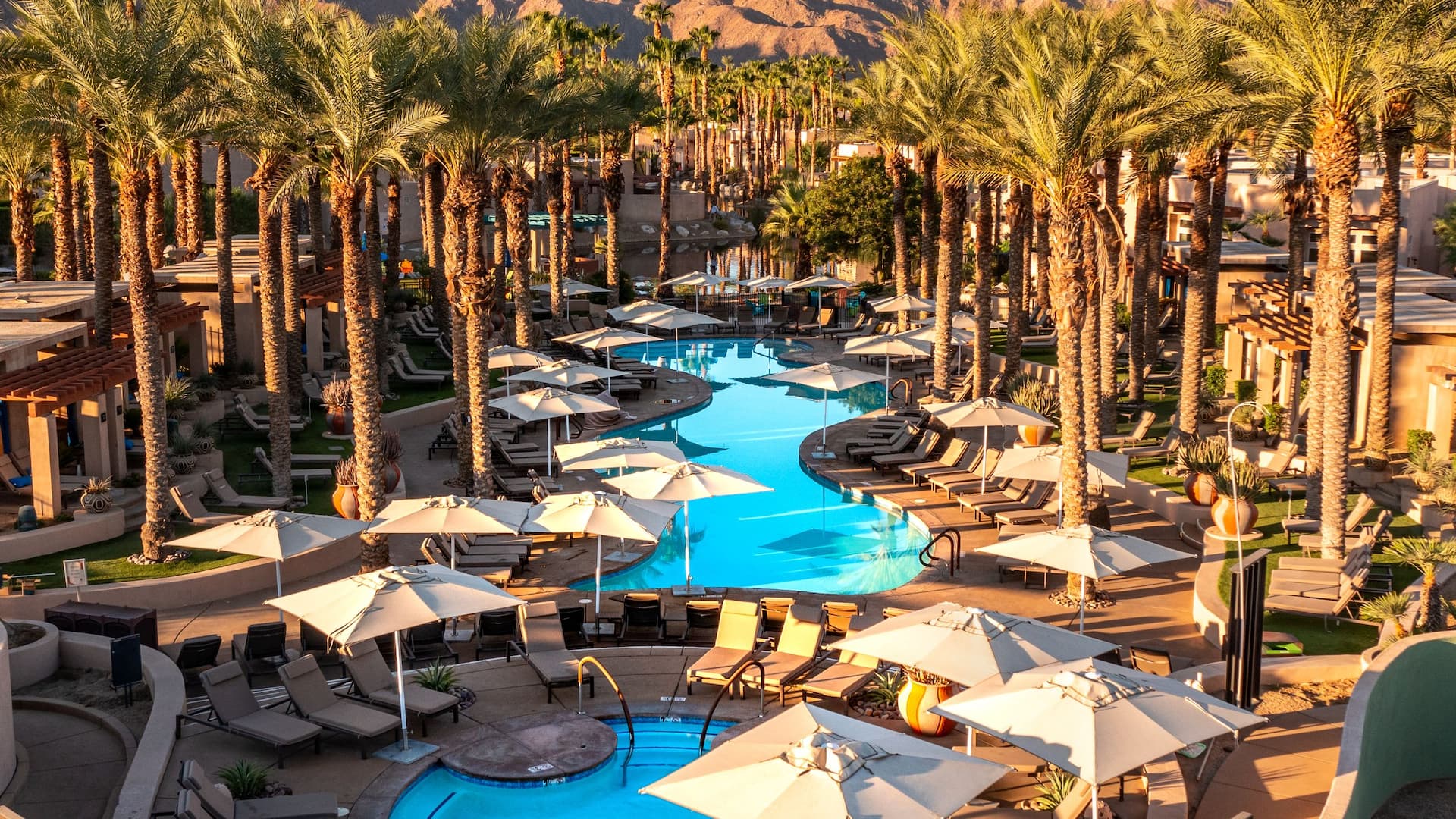 Grand Hyatt Indian Wells Resort & Villas Hytides Adult Pool Mountains Aerial Image