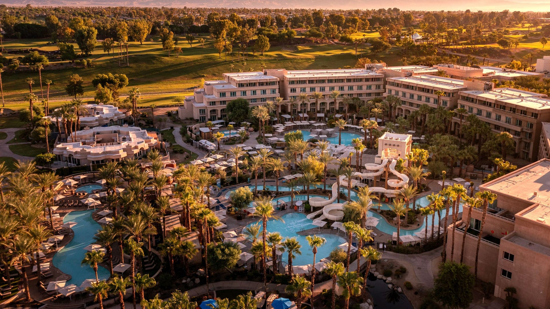 Grand Hyatt Indian Wells Resort & Villas Aerial Overview At Dusk