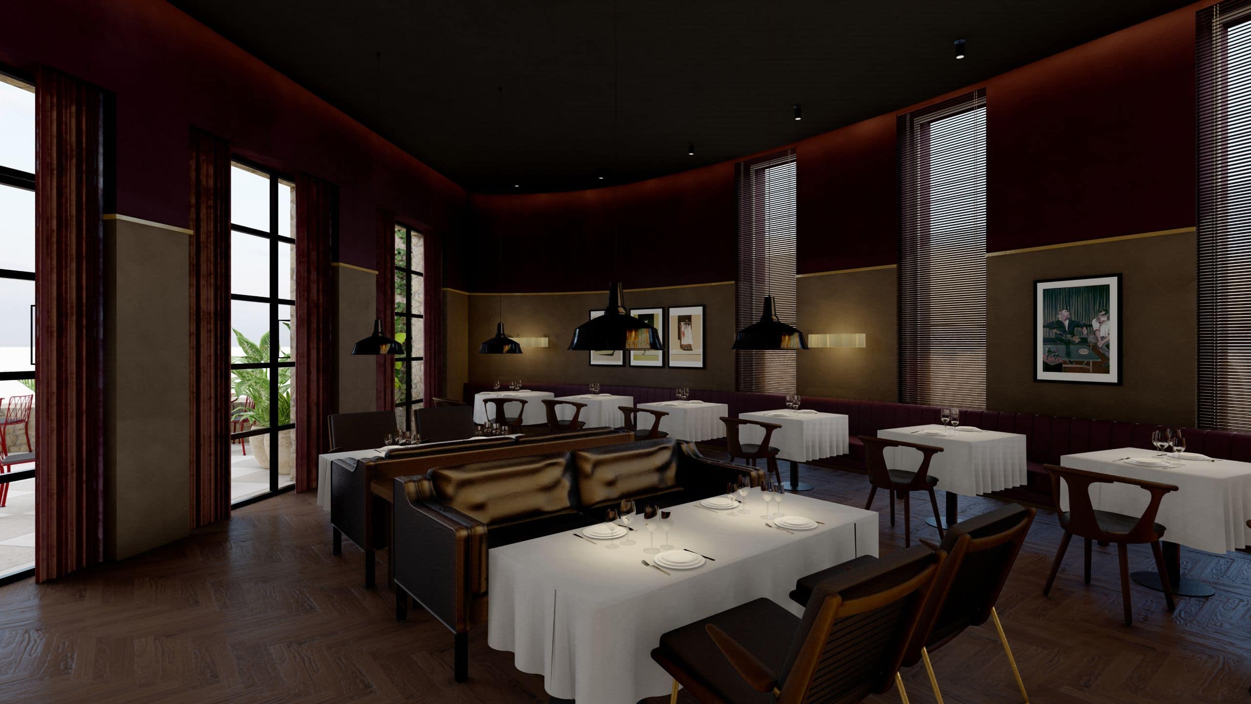 Hyatt Centric Querétaro Speakeasy Seating Area With Patio Windows