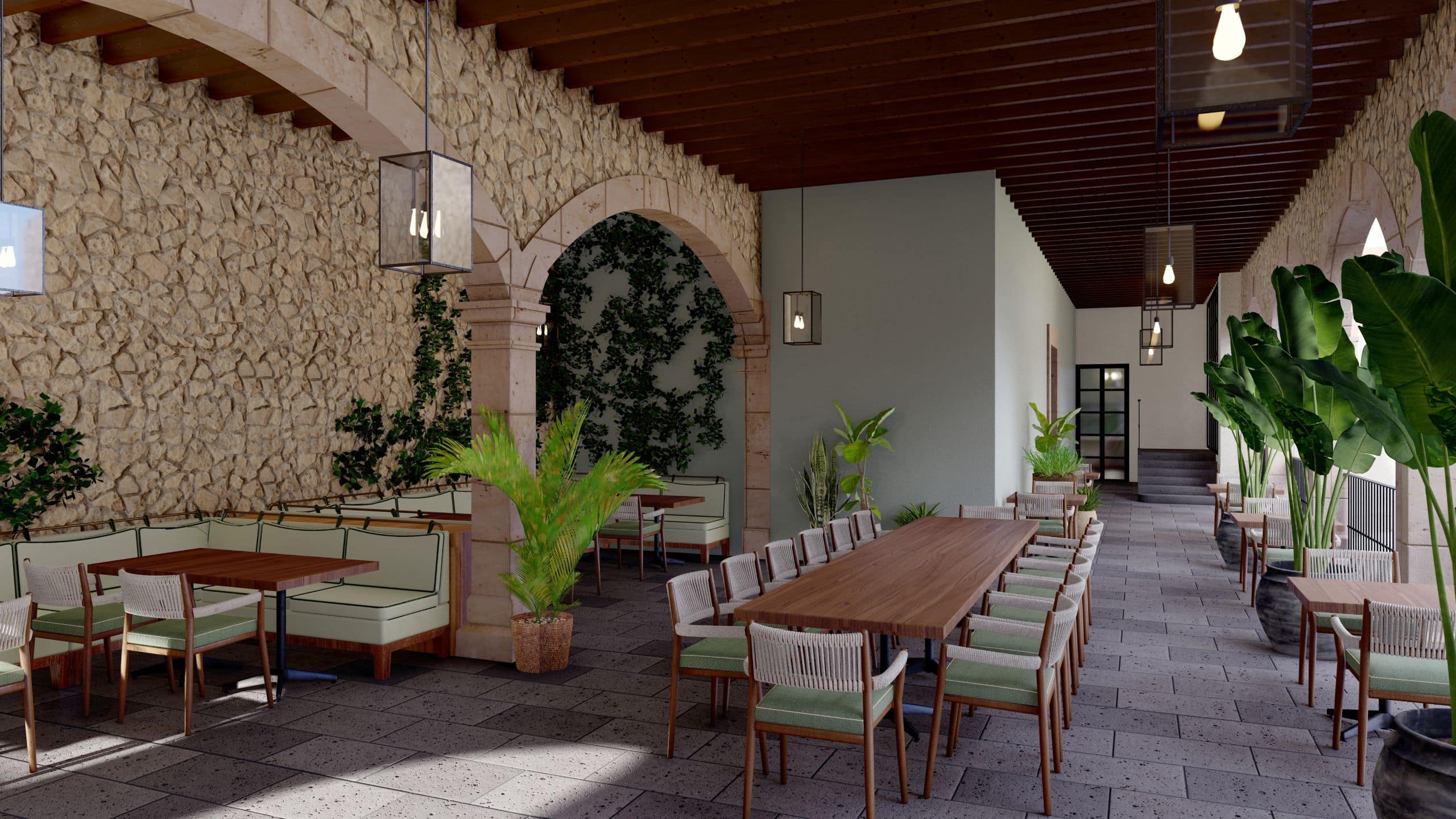 Hyatt Centric Querétaro Breakfast Terrace With Potted Plants