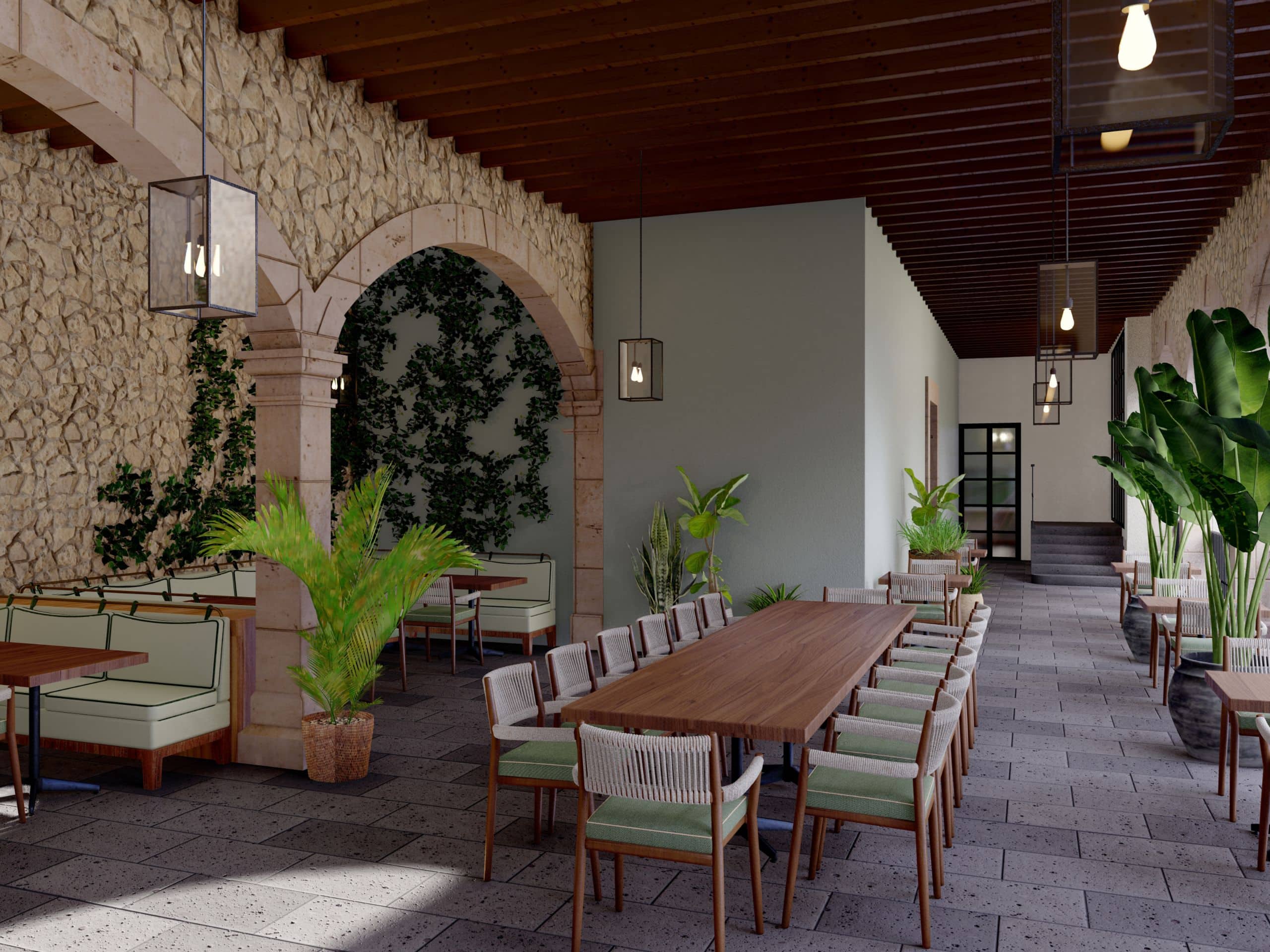 Hyatt Centric Querétaro Breakfast Terrace With Potted Plants