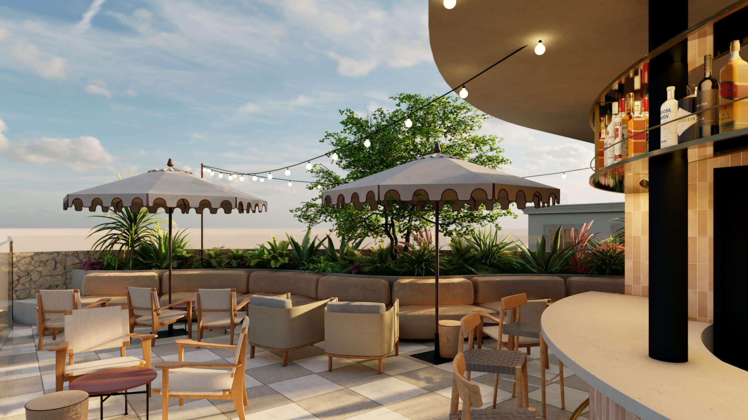 Hyatt Centric Querétaro Rooftop Bar And Seating Area