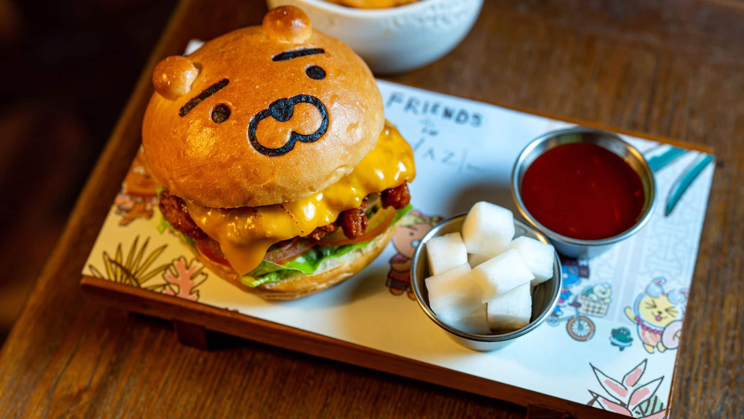 Andaz Bali Kakao Ryans Spicy Chicken Burger Set Up