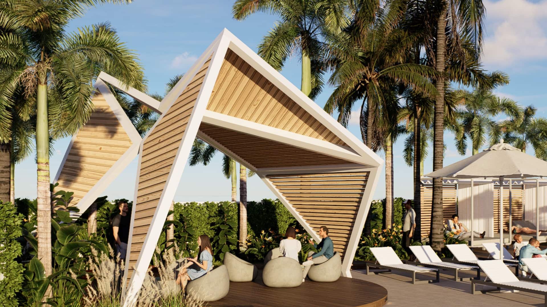 Hyatt Place San Juan Pool Gazebo Seating Area