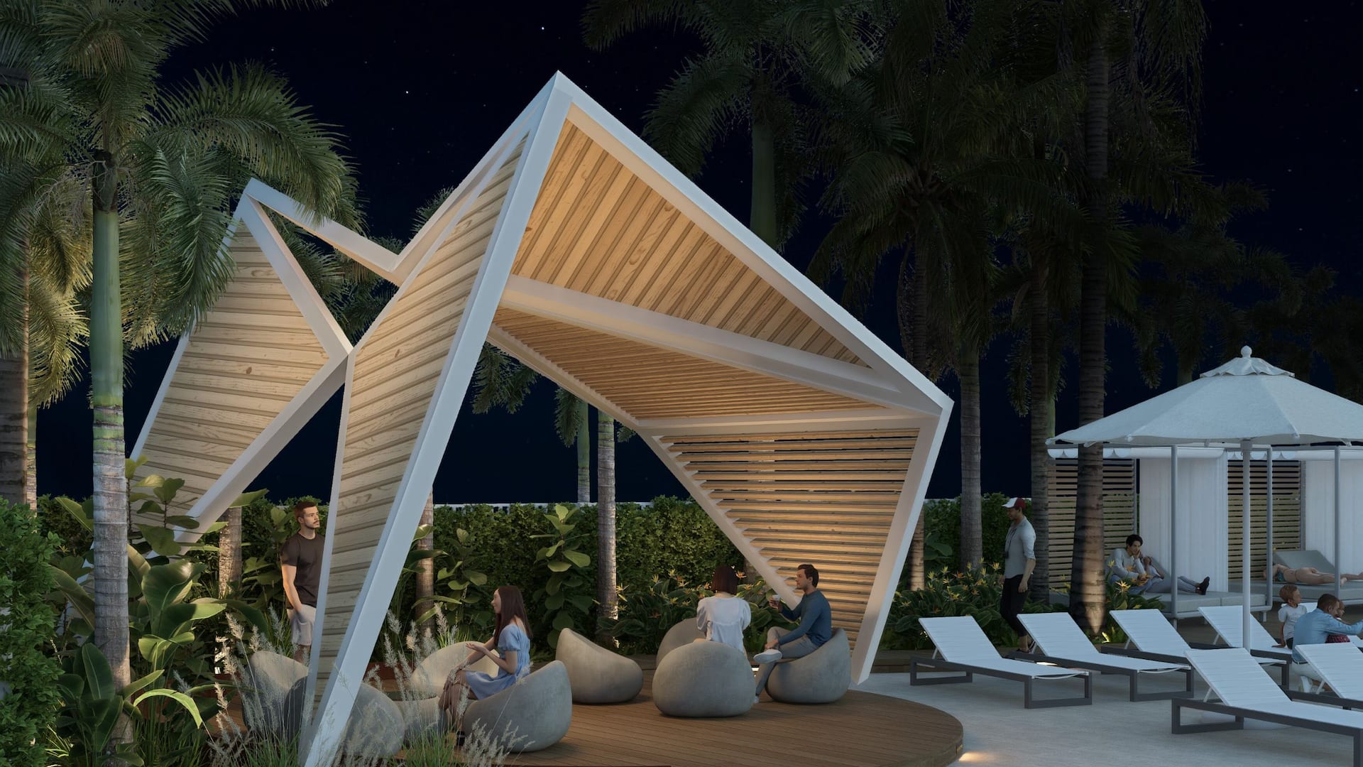 Hyatt Place San Juan Gazebo at Night