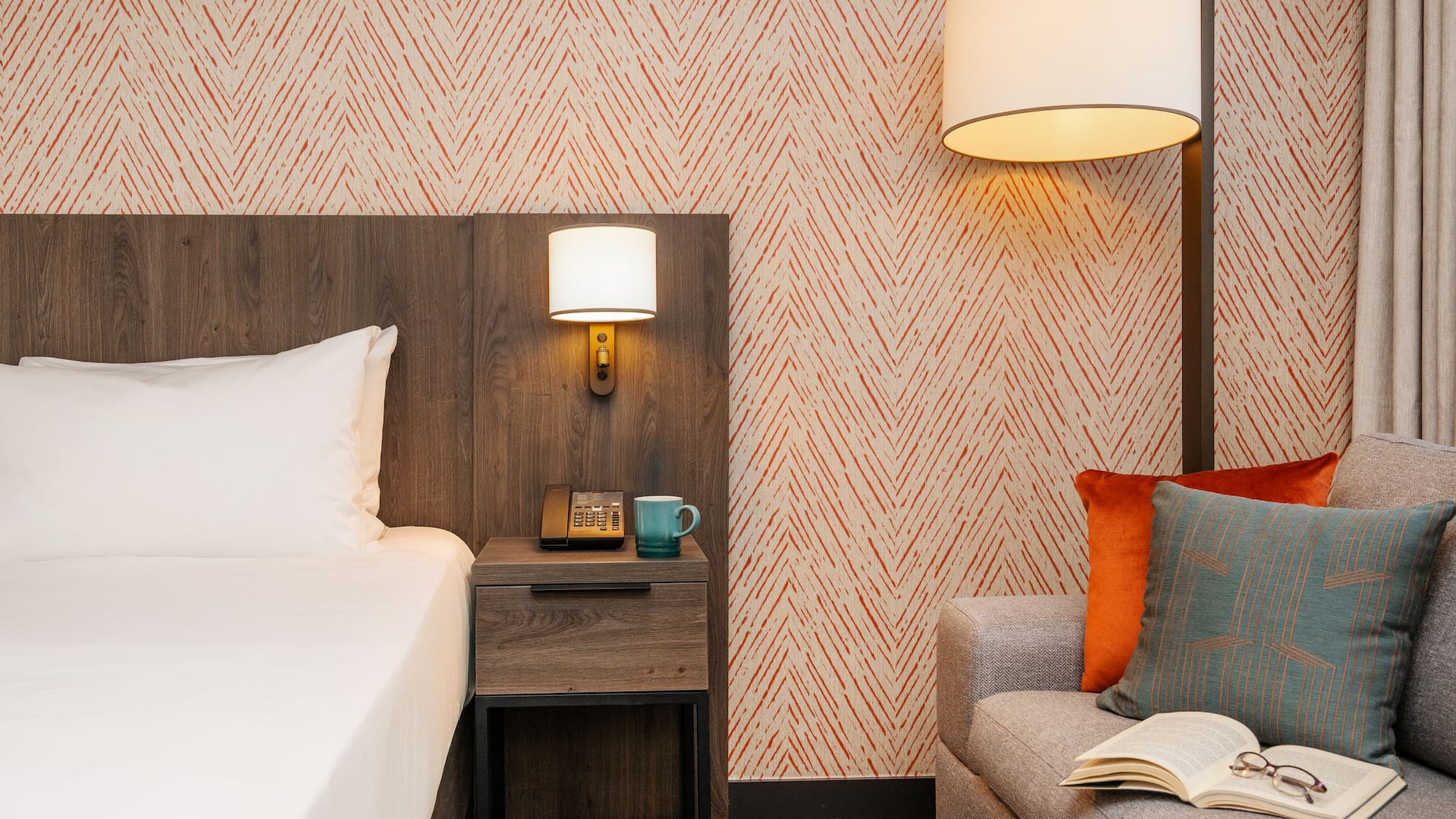 4 of 5 Hyatt House Leeds 1 King Bedroom Bed Close Up With Book