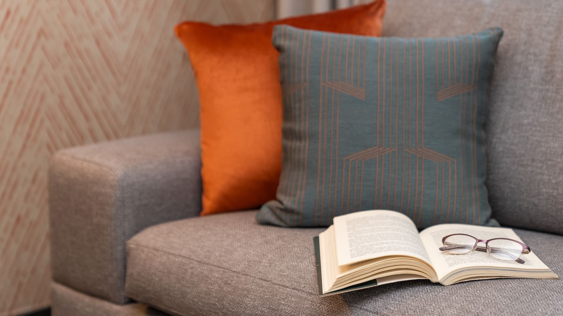3 of 5 Hyatt House Leeds Sofa With Book Close Up
