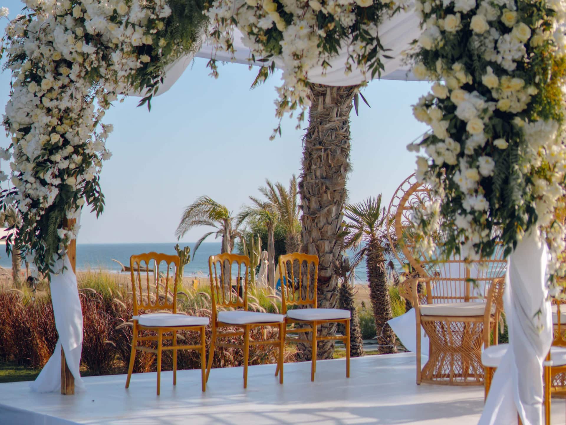 Hyatt Regency Taghazout Wedding Altar Flower Arch
