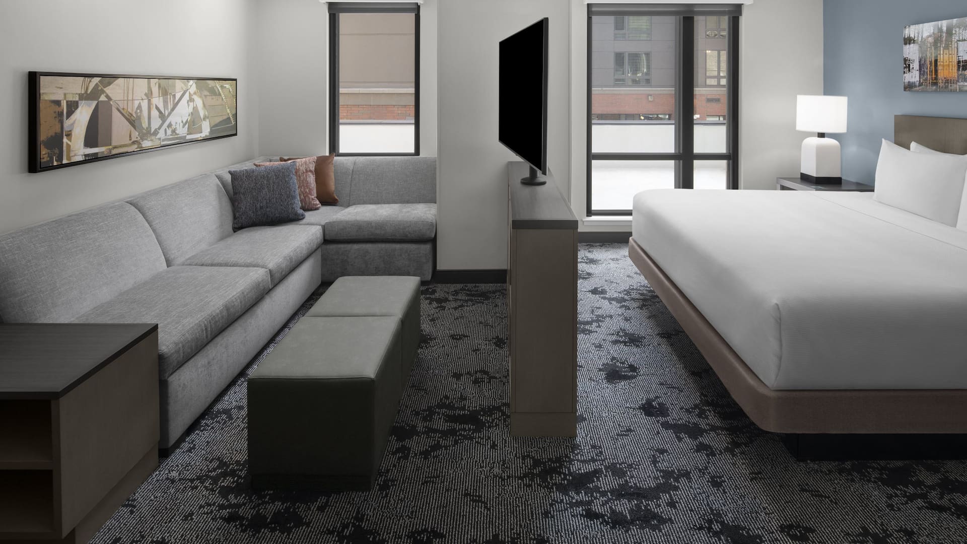 Hyatt House Raleigh Downtown / Seaboard Station King Studio Suite With Kitchen Living Room