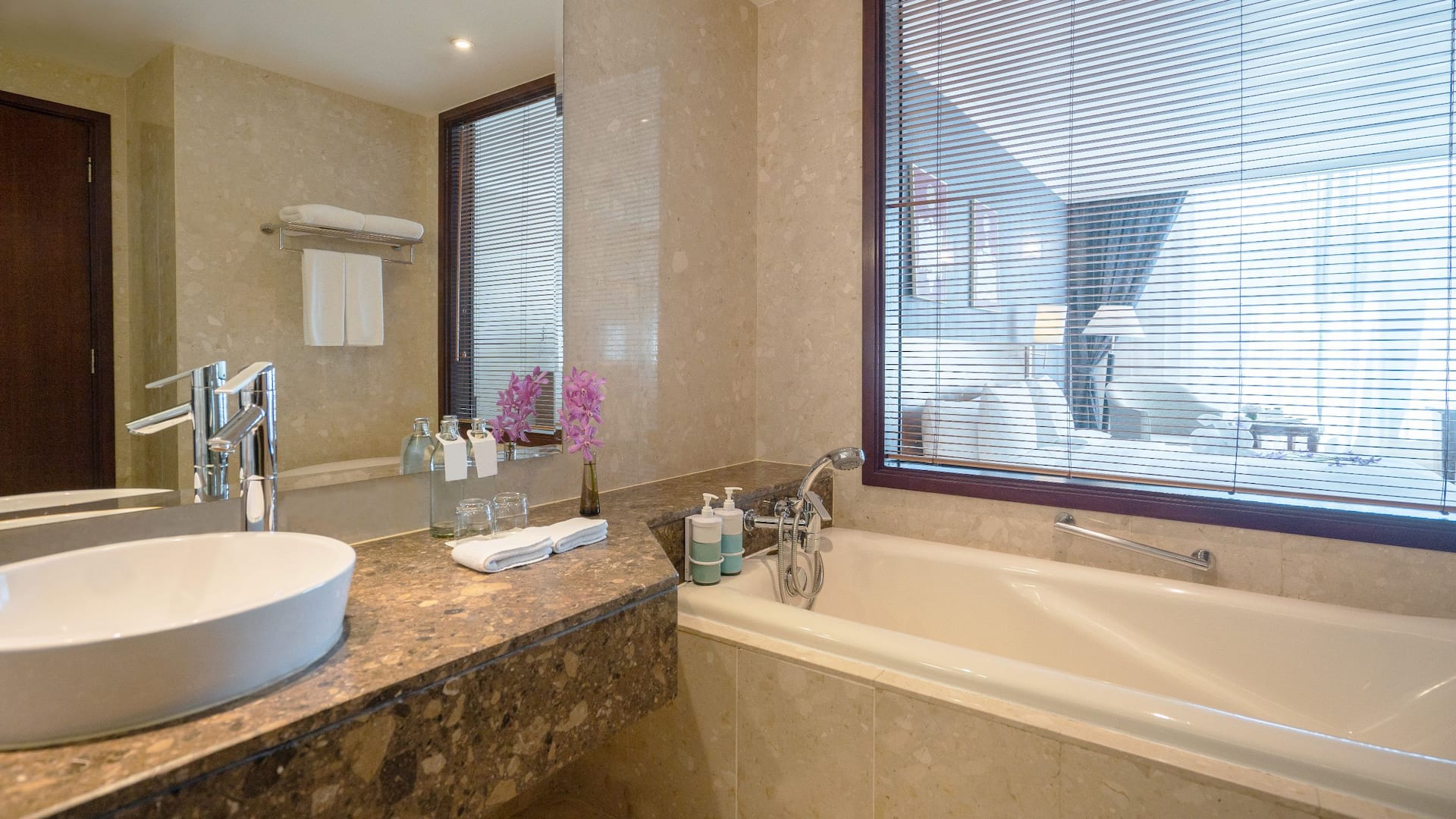 3 of 4 Hyatt Regency Bangkok Suvarnabhumi Airport Marble Bathroom With Tub